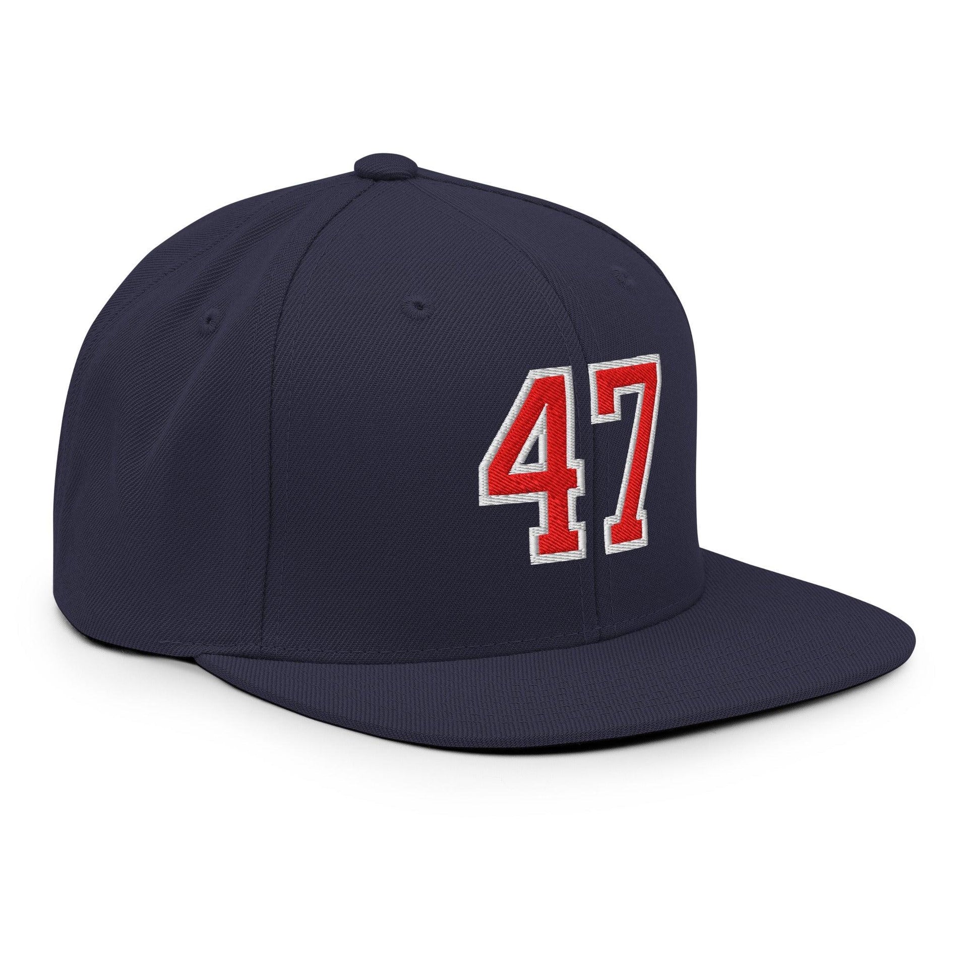 Donald Trump 47 Embroidered Flat Bill Brim Snapback Hat Red/White Capital Crowns Conservative LADs Snapback Hats