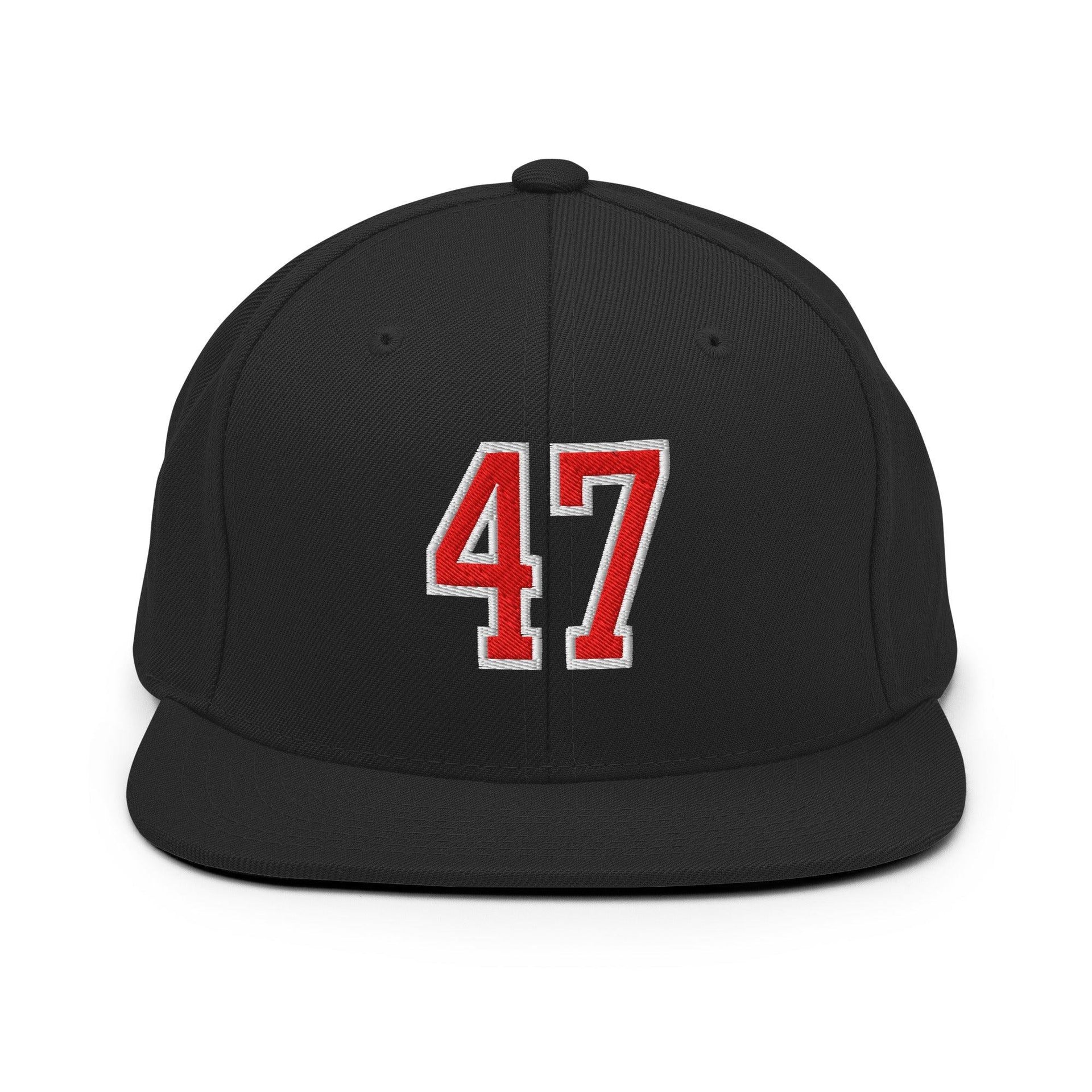 Donald Trump 47 Embroidered Flat Bill Brim Snapback Hat Red/White Black Capital Crowns Conservative LADs Snapback Hats