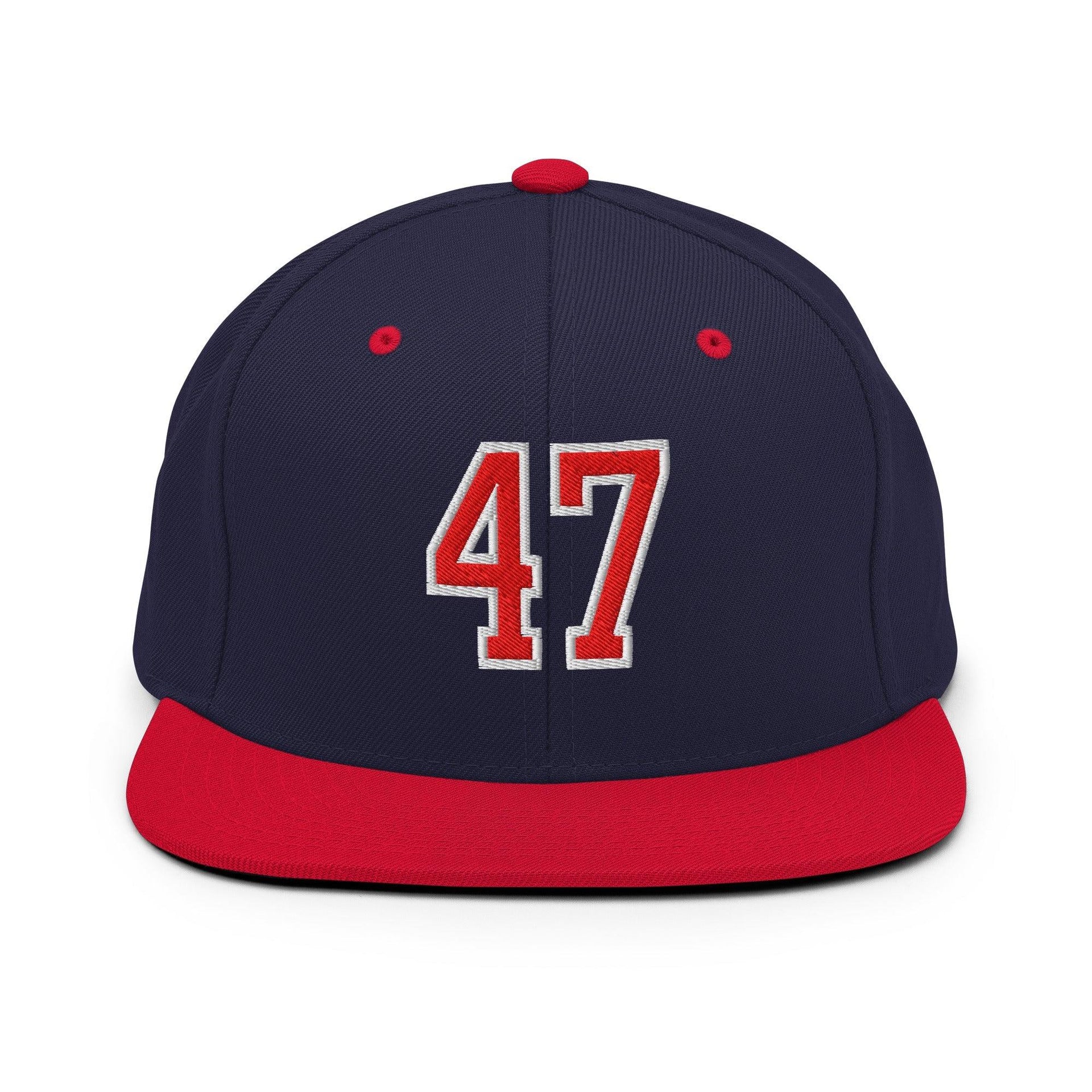 Donald Trump 47 Embroidered Flat Bill Brim Snapback Hat Red/White Navy Red Capital Crowns Conservative LADs Snapback Hats