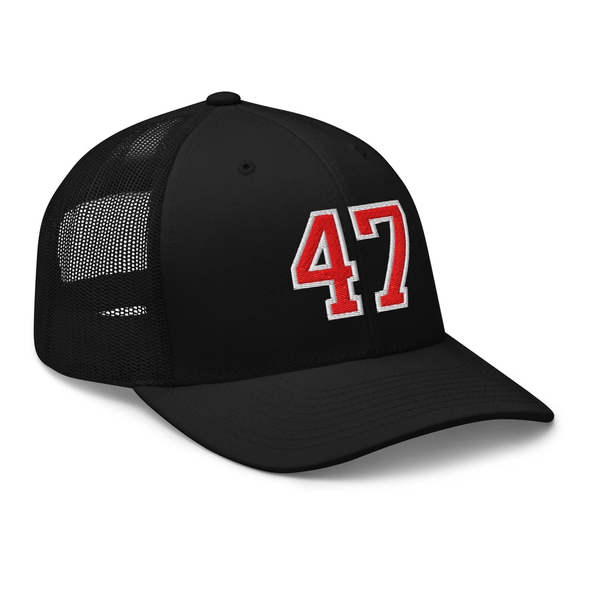 Donald Trump 47 Embroidered Mesh Trucker Hat Red/White Capital Crowns Conservative LADs Trucker Hats