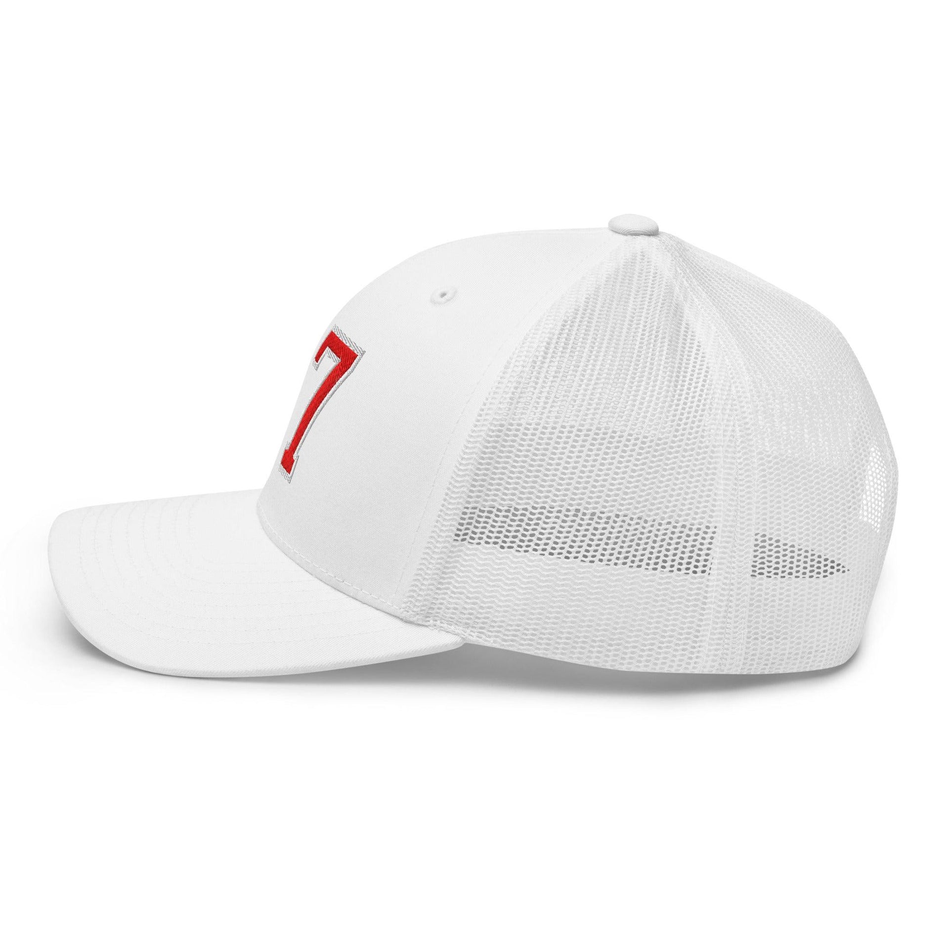 Donald Trump 47 Embroidered Mesh Trucker Hat Red/White Capital Crowns Conservative LADs Trucker Hats