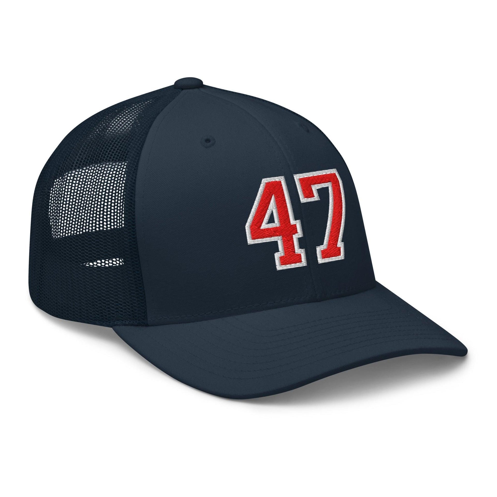 Donald Trump 47 Embroidered Mesh Trucker Hat Red/White Capital Crowns Conservative LADs Trucker Hats