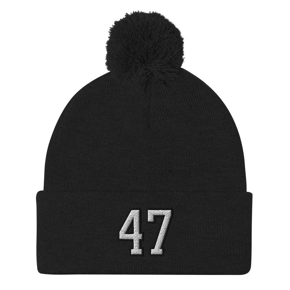 Donald Trump 47 Knit Pom Pom Beanie Black Beanies Capital Crowns Conservative LADs
