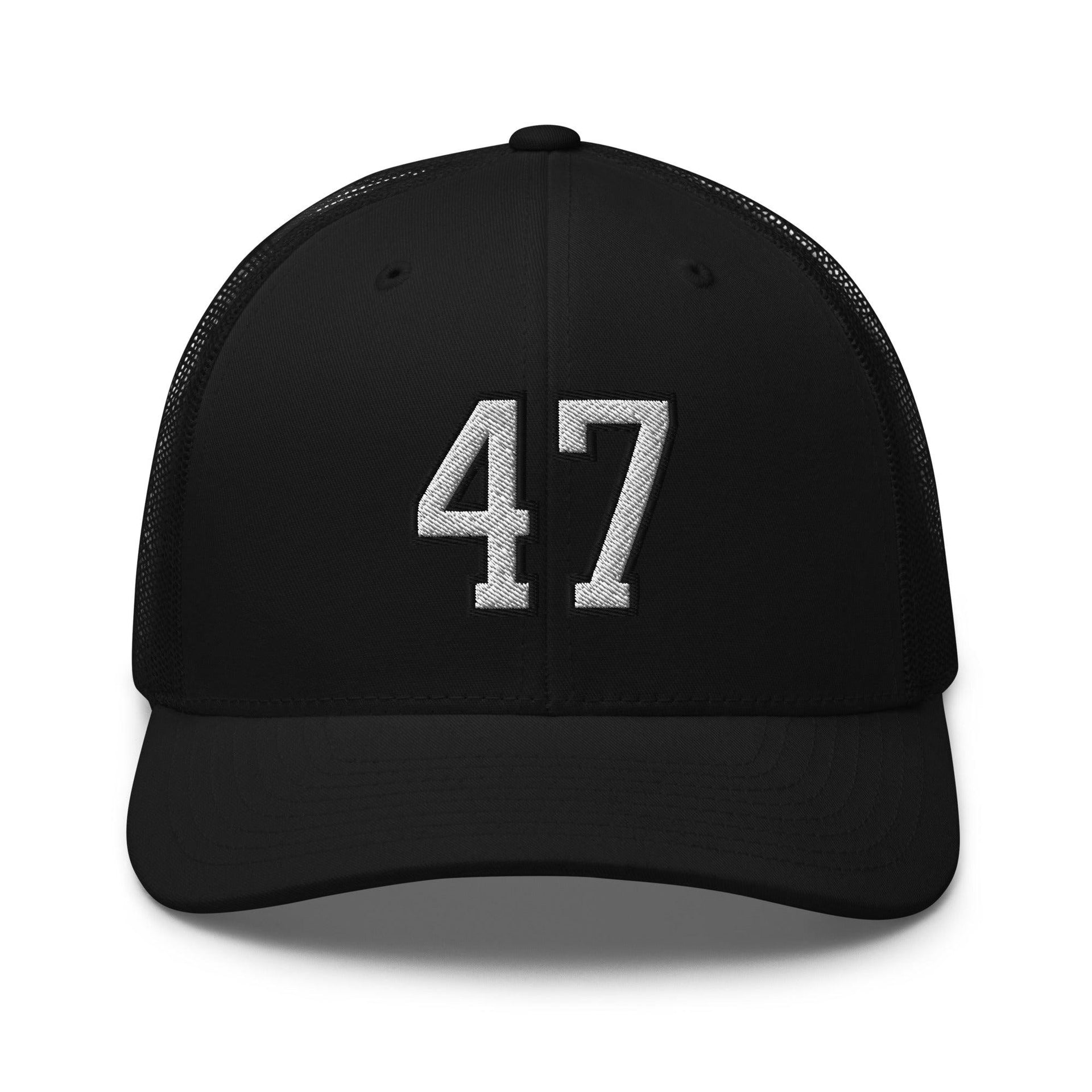 Donald Trump 47 Retro Trucker Hat Black Capital Crowns Conservative LADs Trucker Hats