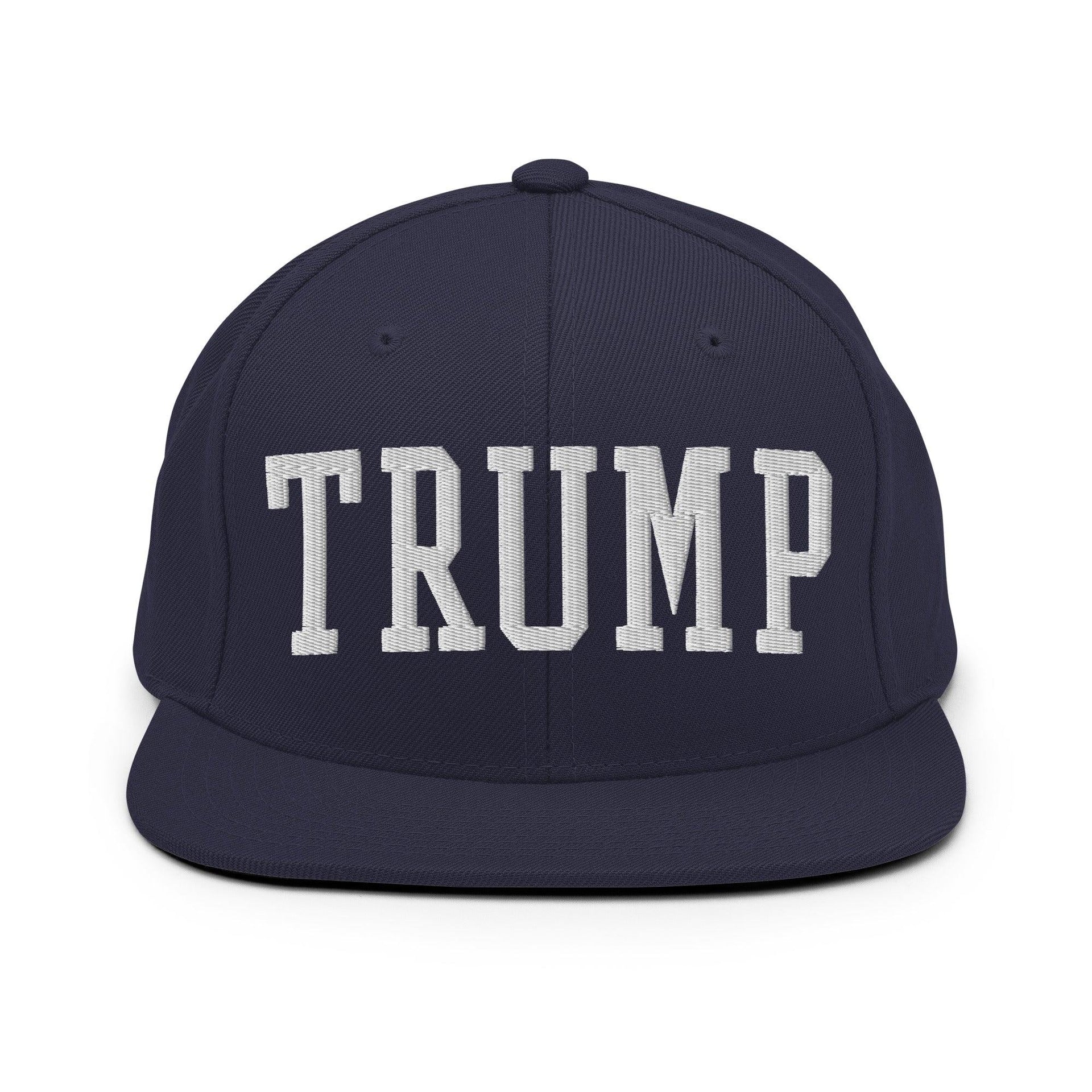 Donald Trump Block Flat Bill Brim Snapback Hat Navy Capital Crowns Conservative LADs Snapback Hats