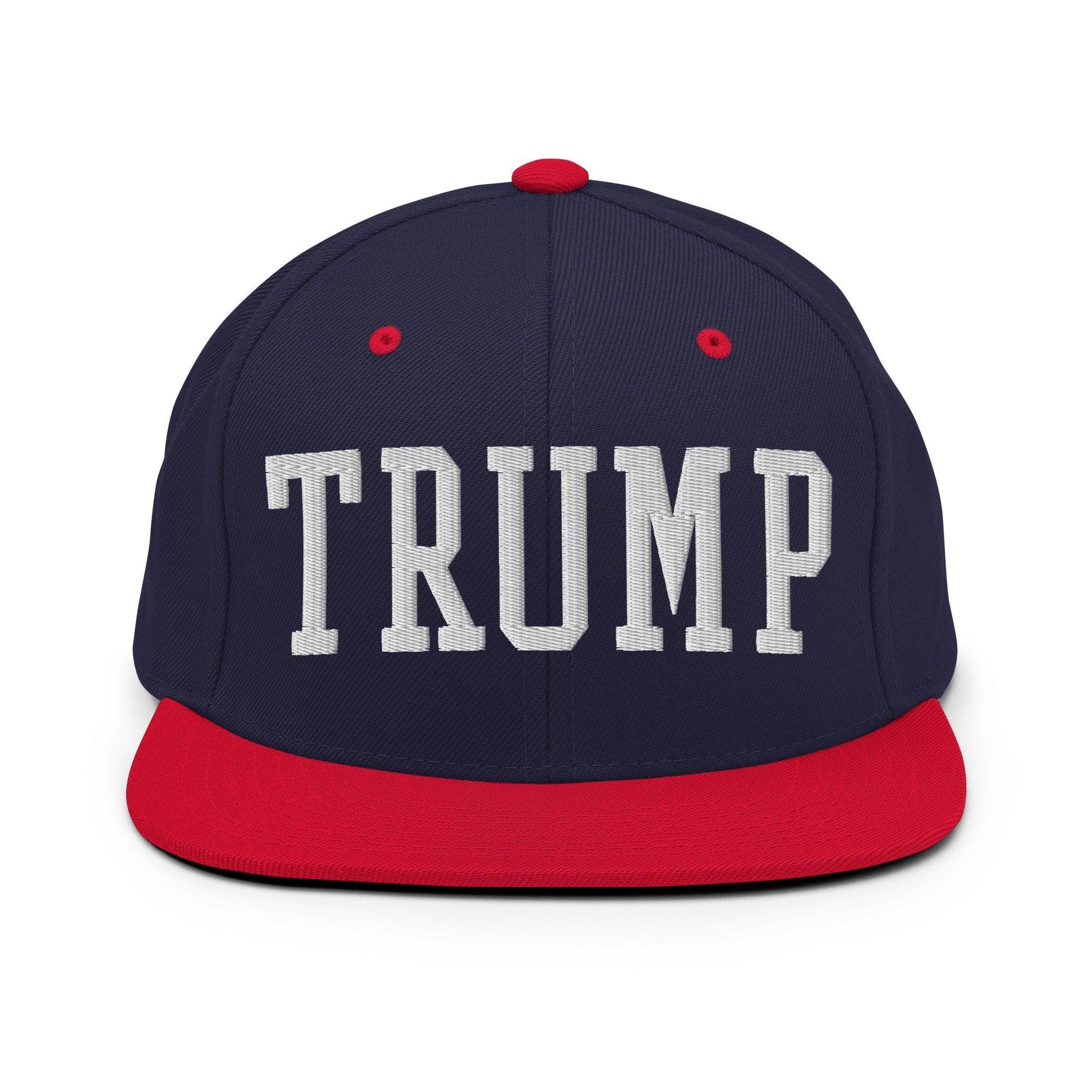 Donald Trump Block Flat Bill Brim Snapback Hat Navy Red Capital Crowns Conservative LADs Snapback Hats