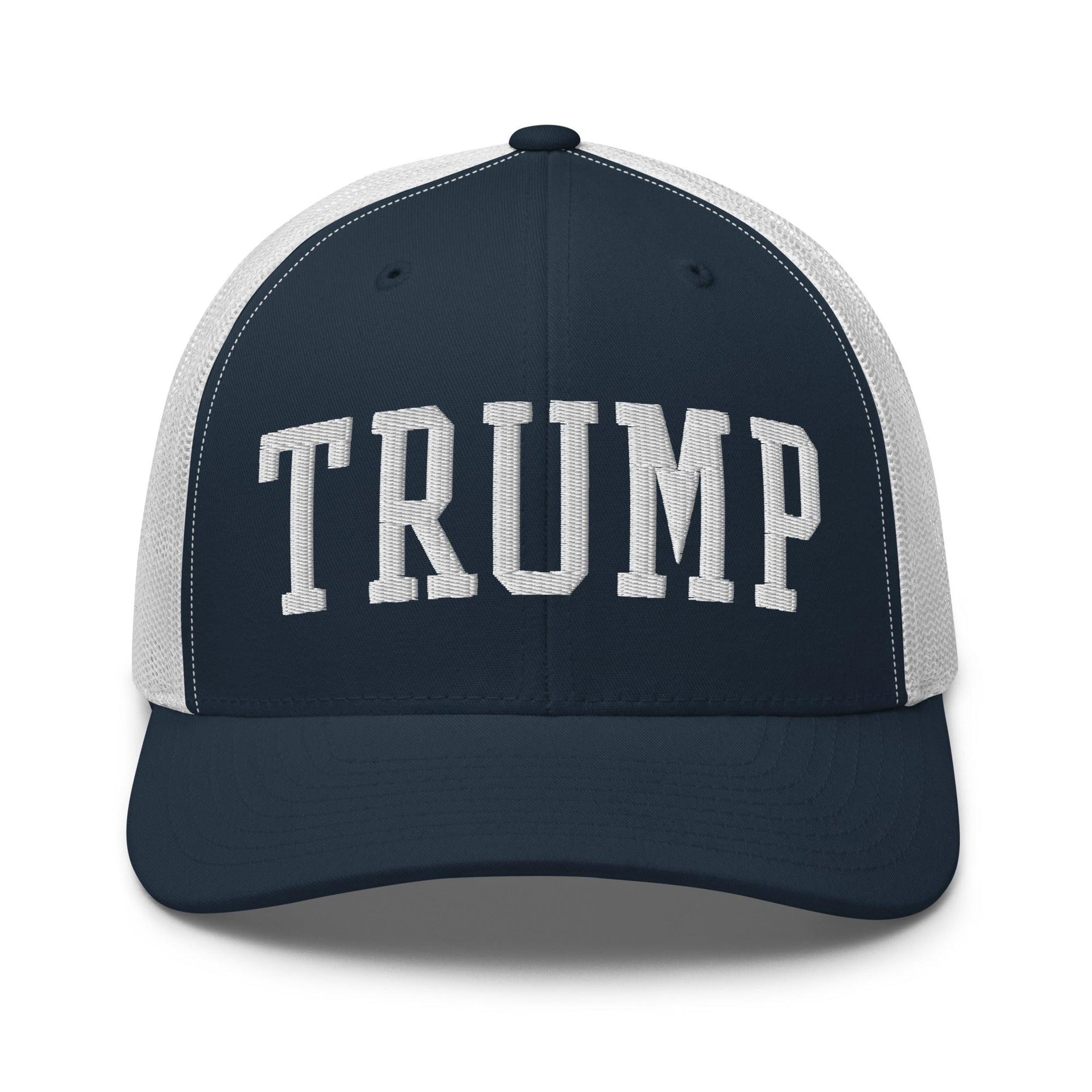 Donald Trump Block Retro Trucker Hat Navy White Capital Crowns Conservative LADs Trucker Hats