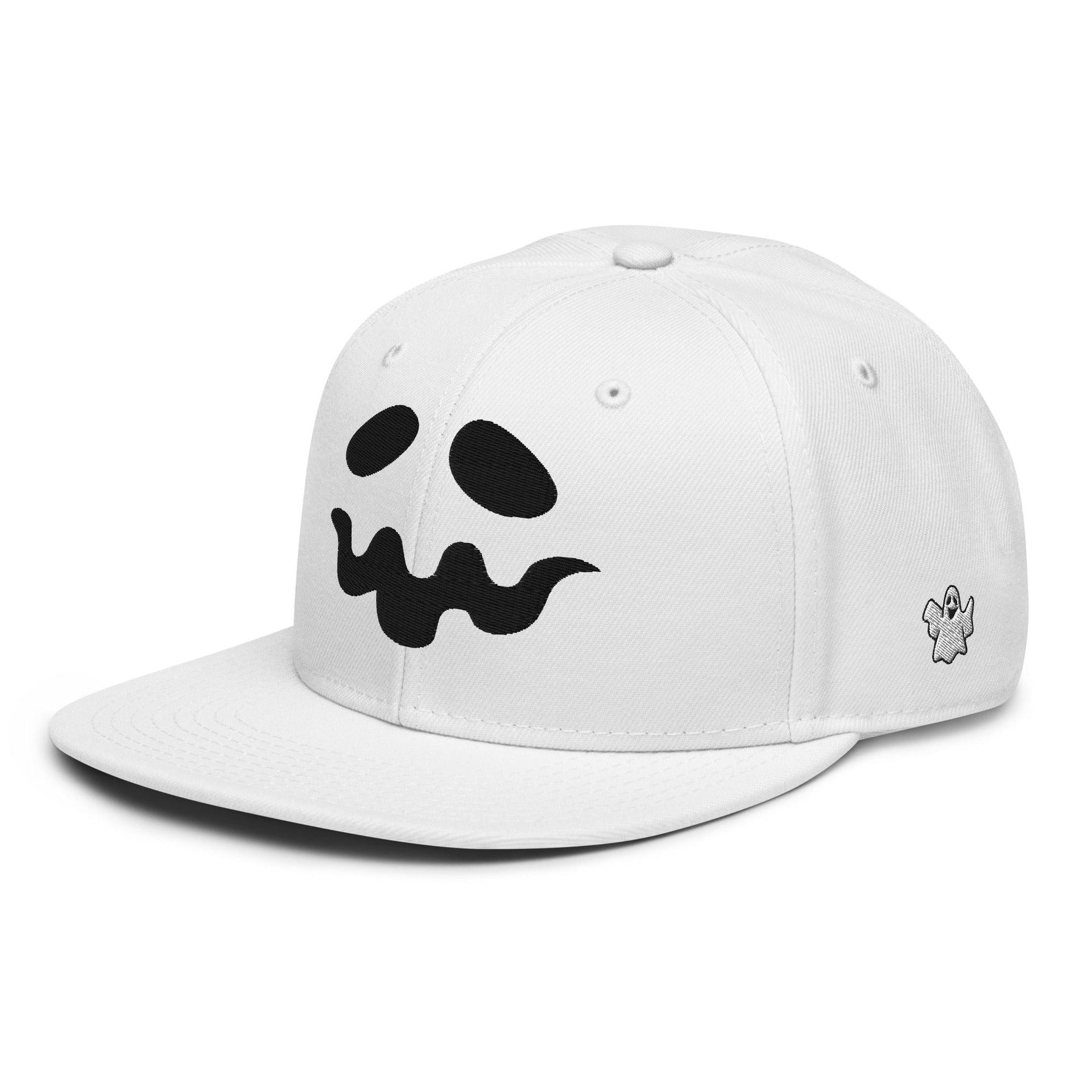 Donald Trump Ghost Halloween Flat Bill Brim High Crown Snapback Hat Capital Crowns Conservative Halloween LADs Snapback Hats Trump Halloween White