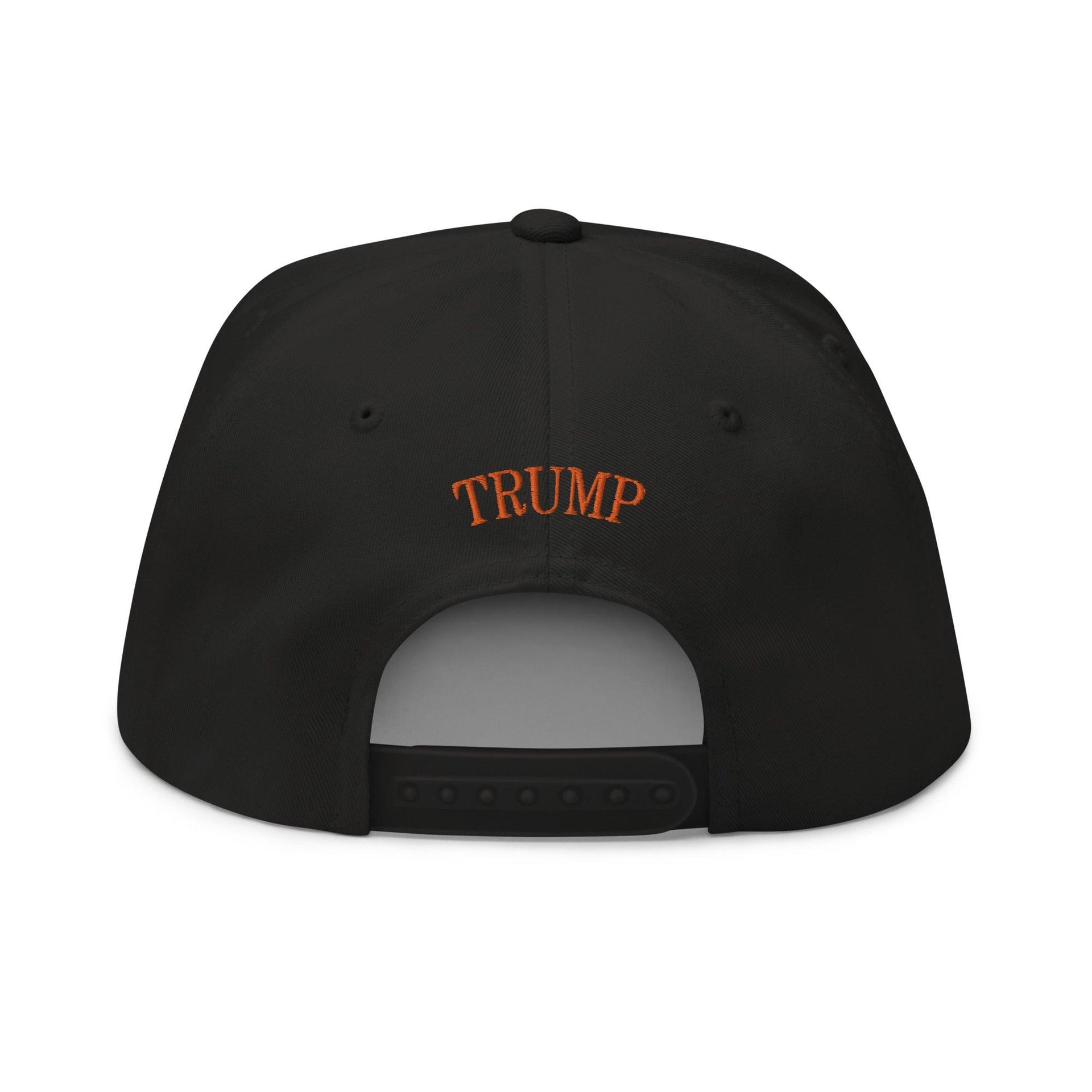 Donald Trump Jack-O'-Lantern Halloween Flat Bill Brim 5 Panel Snapback Hat Black Capital Crowns Conservative Halloween LADs Snapback Hats Trump Halloween