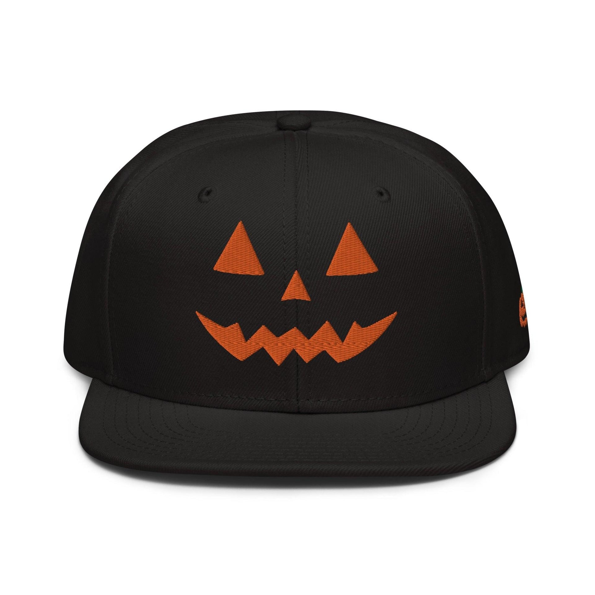Donald Trump Jack-O'-Lantern Halloween Flat Bill Brim High Crown Snapback Hat Black Black Capital Crowns Conservative Halloween LADs Orange / Black / Black Snapback Hats Trump Halloween