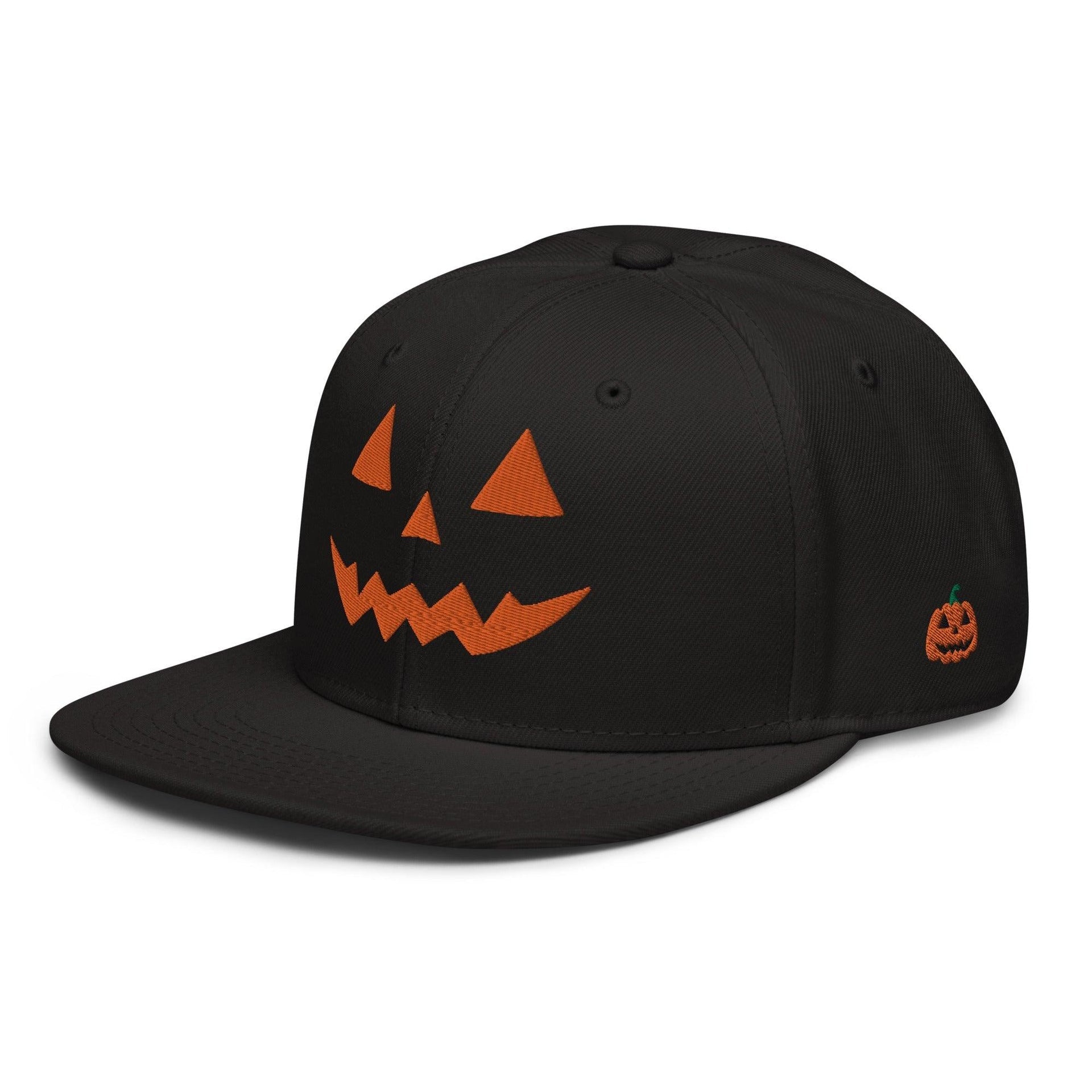 Donald Trump Jack-O'-Lantern Halloween Flat Bill Brim High Crown Snapback Hat Black Capital Crowns Conservative Halloween LADs Orange / Black / Black Snapback Hats Trump Halloween