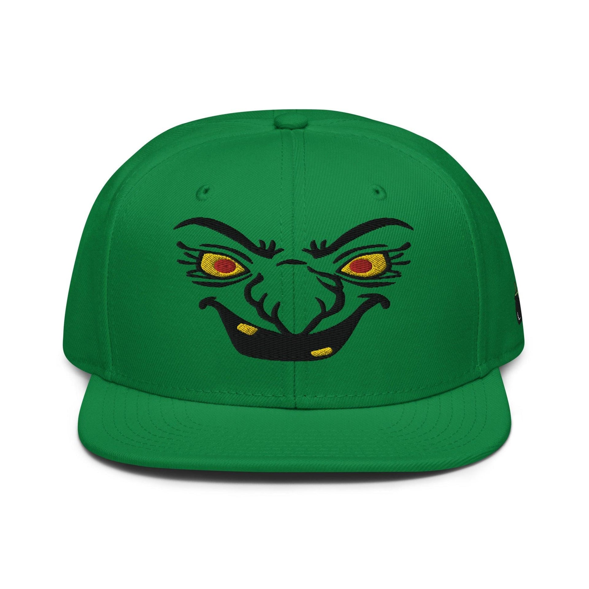 Donald Trump Witch Halloween Flat Bill Brim High Crown Snapback Hat Green Capital Crowns Conservative Green Halloween LADs Snapback Hats Trump Halloween
