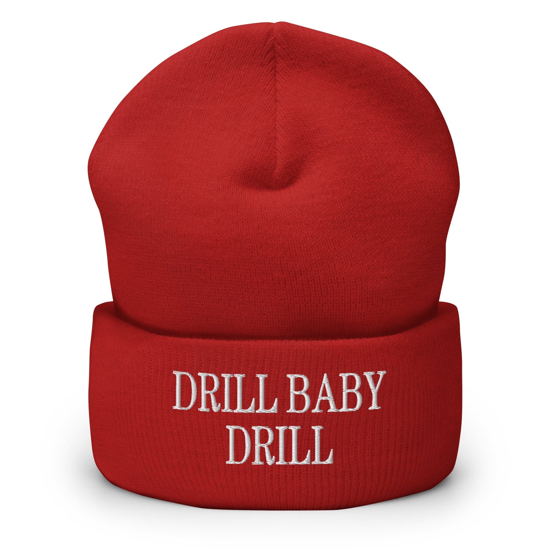 Drill Baby Drill Embroidered Knit Cuffed Beanie Red Beanies Capital Crowns Conservative