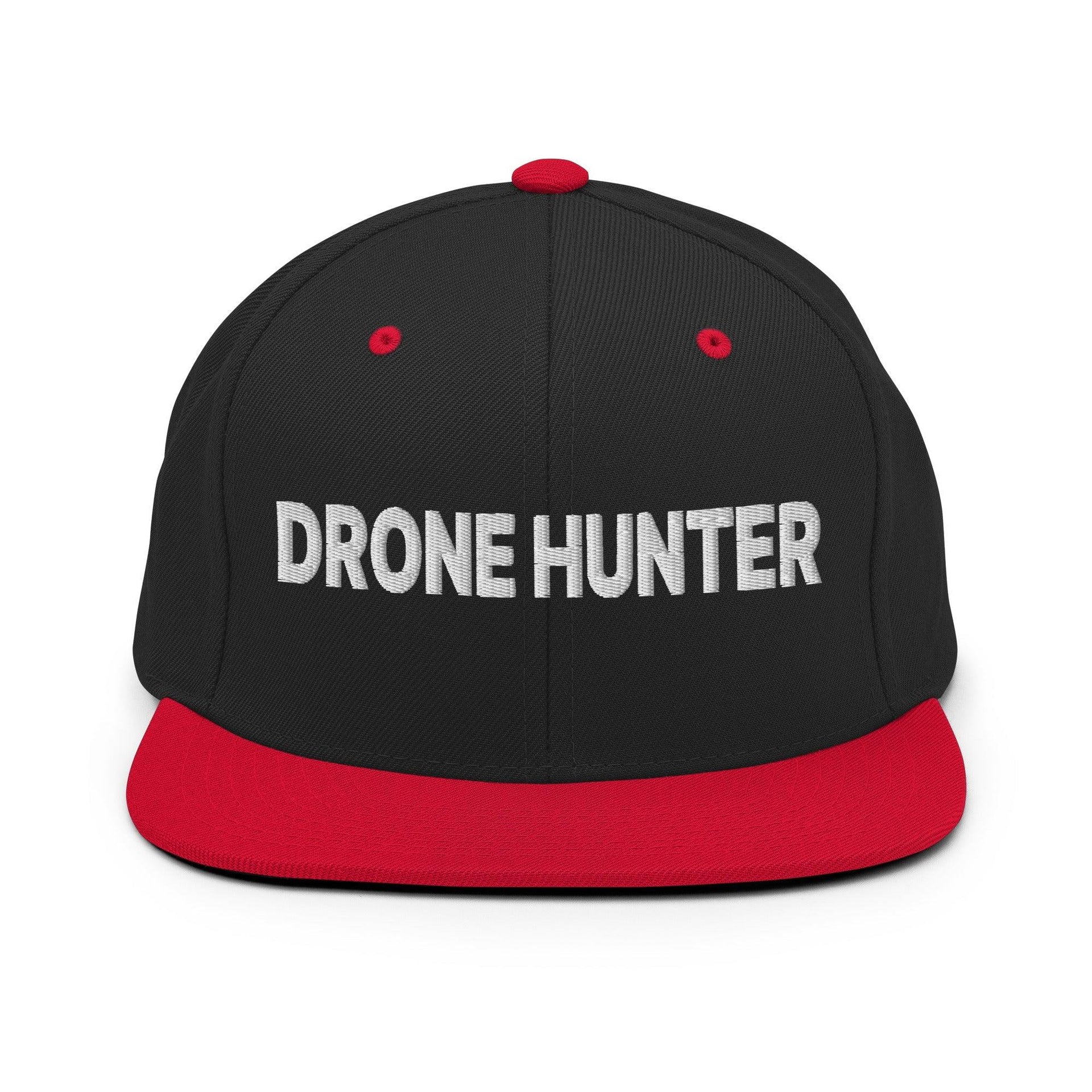 Drone Hunter Embroidered Flat Bill Brim Snapback Hat Black Red Capital Crowns Funny Snapback Hats