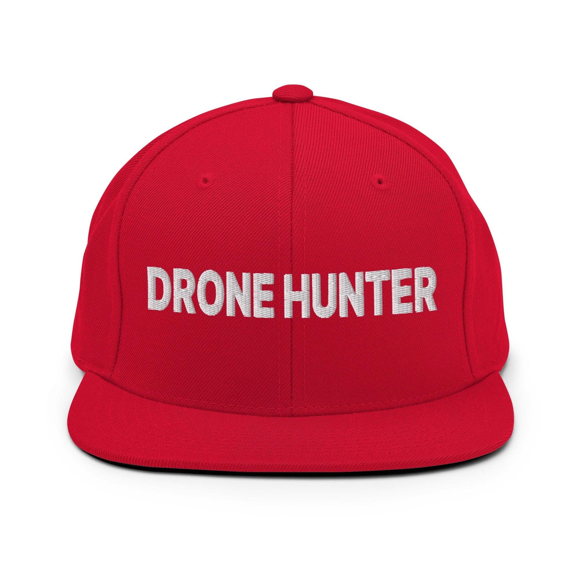 Drone Hunter Embroidered Flat Bill Brim Snapback Hat Red Capital Crowns Funny Snapback Hats