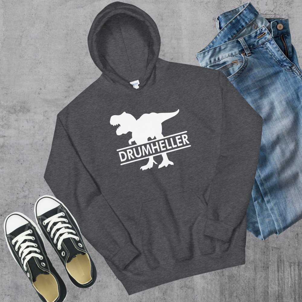 Drumheller T-Rex Hoodie Dark Heather Alberta Canadian City Apparel