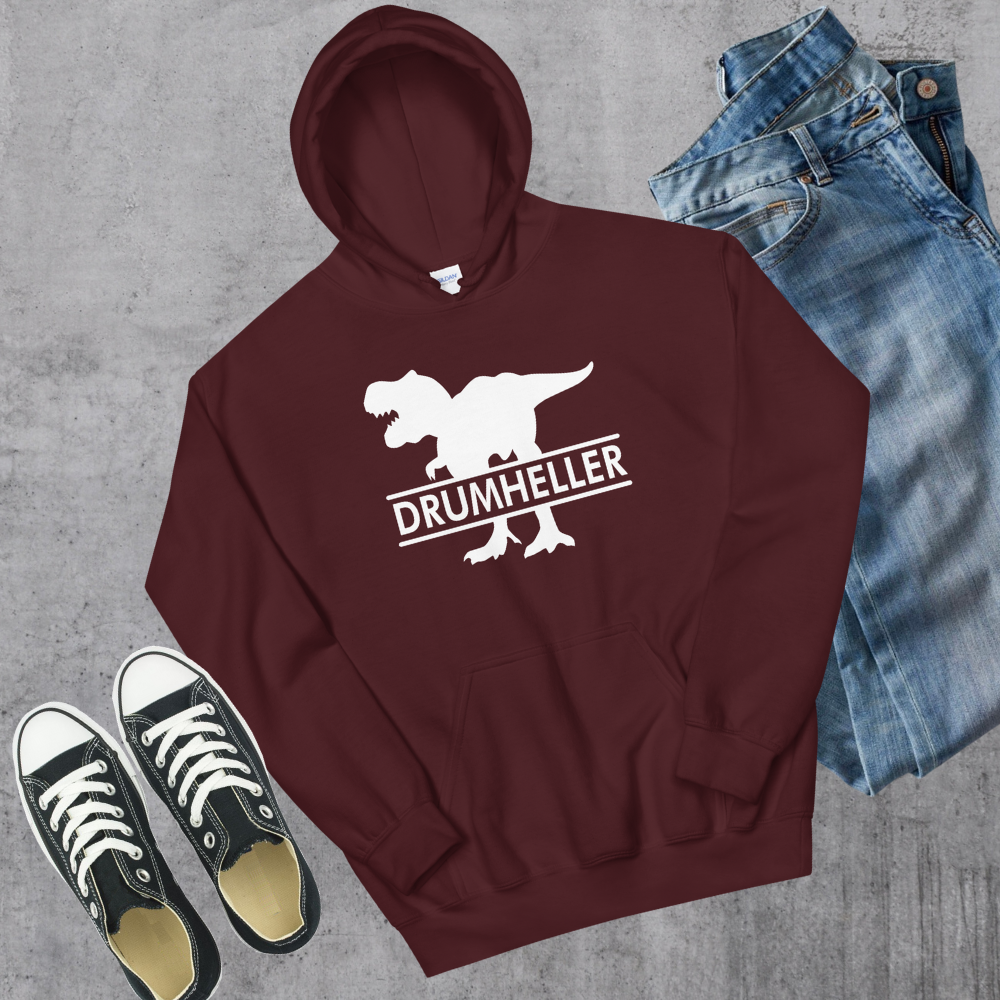 Drumheller T-Rex Hoodie Maroon Alberta Canadian City Apparel