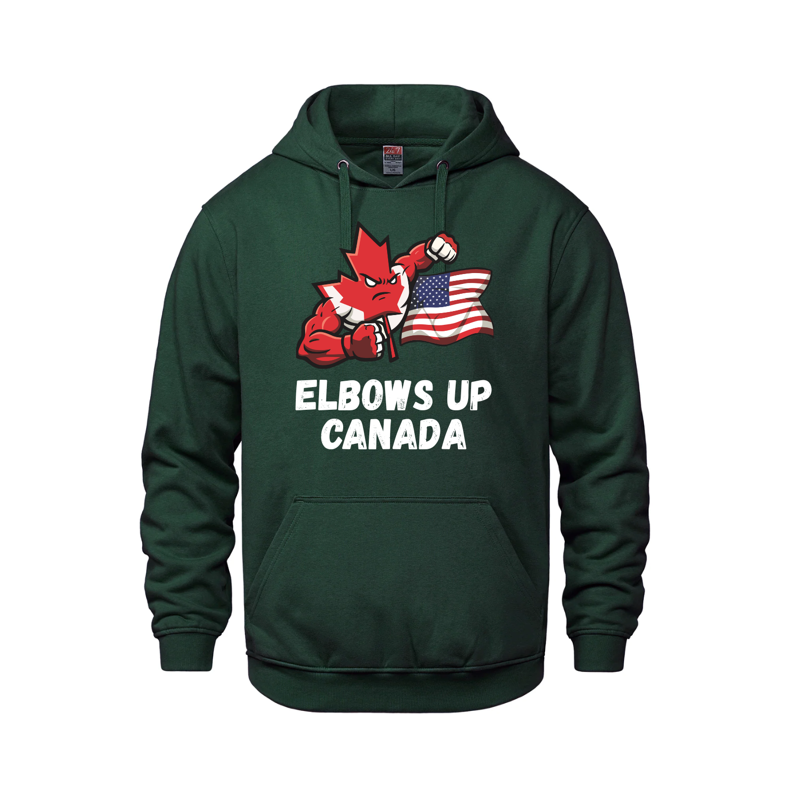 Elbows Up Canada! - 280GSM Pullover Hoodie – Proudly Canadian - Canada vs. America Green Canada Canada Is Already Great Elbows Up Make Canada Great Again