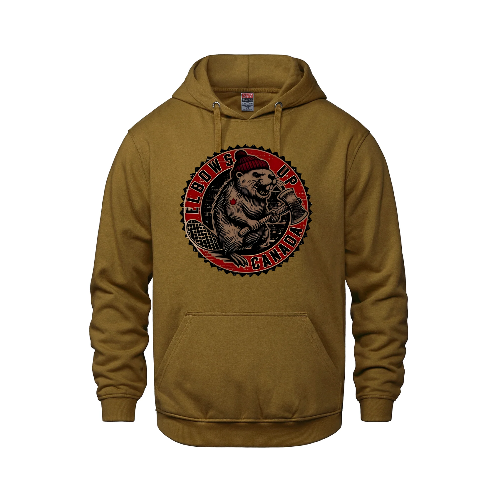 Elbows Up Canada Pullover Hoodie – Featuring the Mighty Beaver! Caramel Beaver Canada Canada Is Already Great Elbows Up Make Canada Great Again