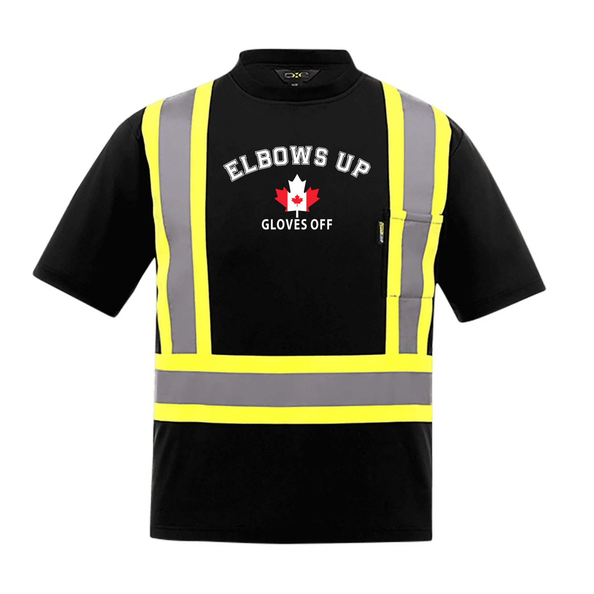 Elbows Up. Gloves Off. | Hi-Vis Safety Work Shirt – CSA Compliant, Wicking Mesh Black Canada Canada Is Already Great CX2 Hi-Vis Elbows Up Hi-Vis Make Canada Great Again