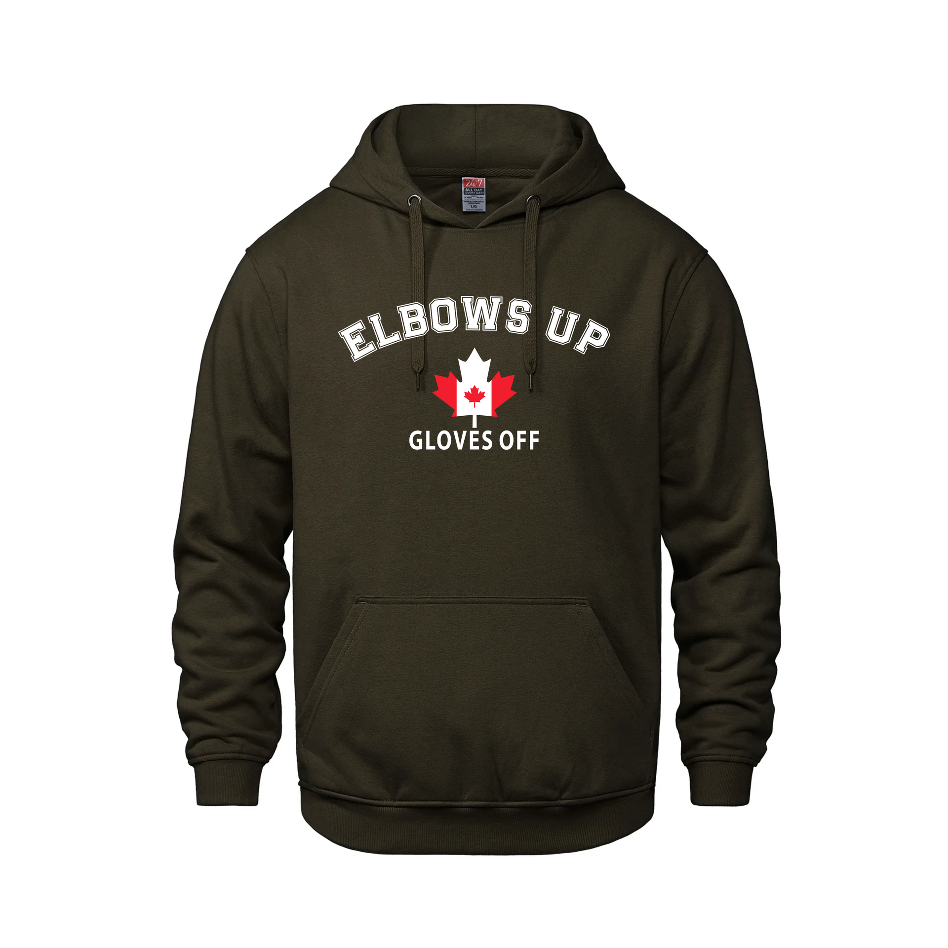 Elbows Up | Midweight Pullover Hoodie – 280 GSM Canadian Streetwear Brown Canada Canada Is Already Great Elbows Up
