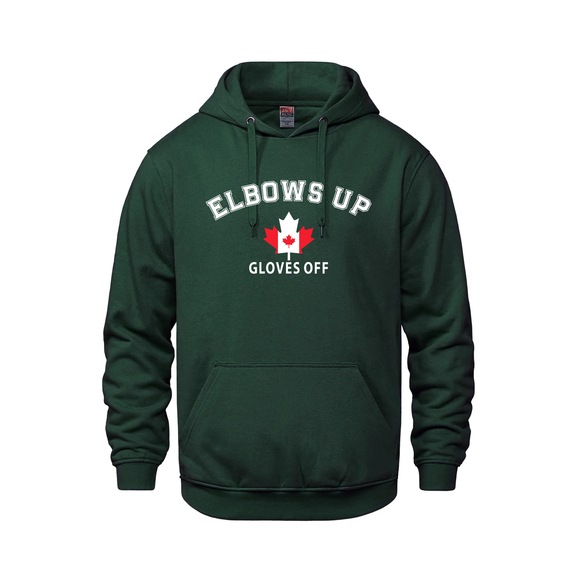 Elbows Up | Midweight Pullover Hoodie – 280 GSM Canadian Streetwear Green Canada Canada Is Already Great Elbows Up