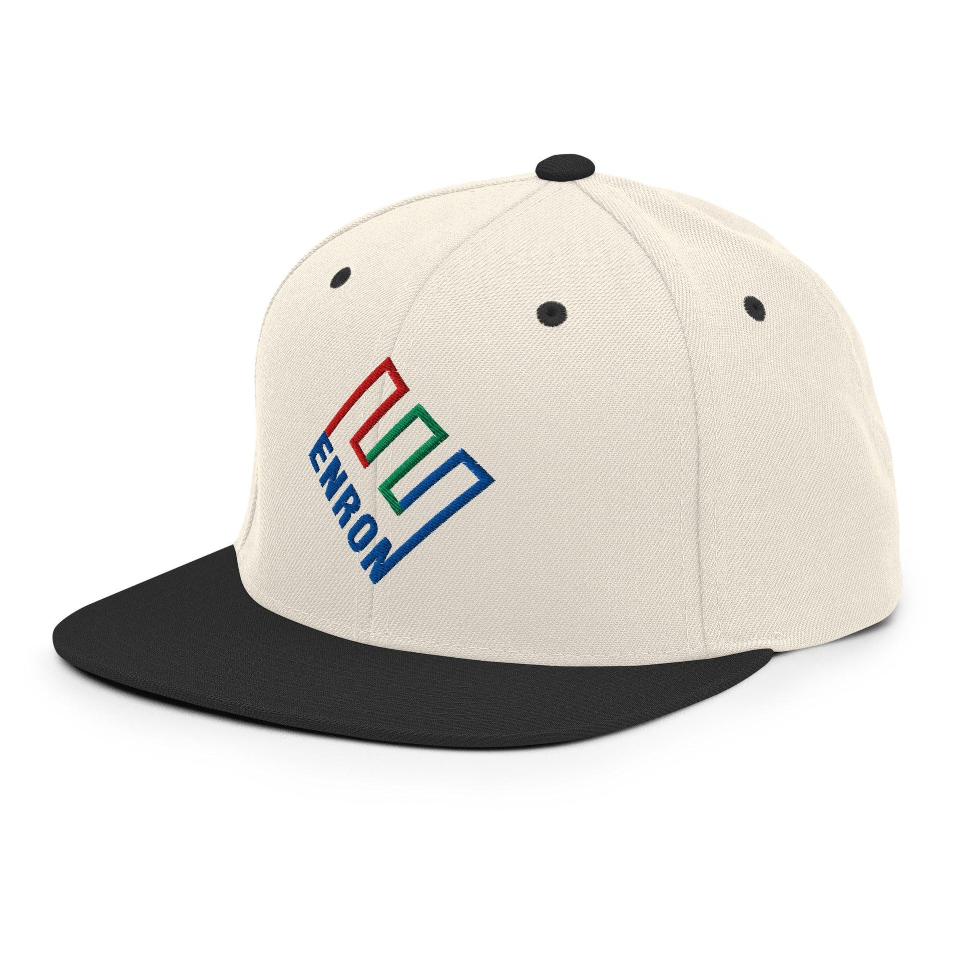 Enron Embroidered Flat Bill Brim Snapback Hat Capital Crowns Funny Snapback Hats