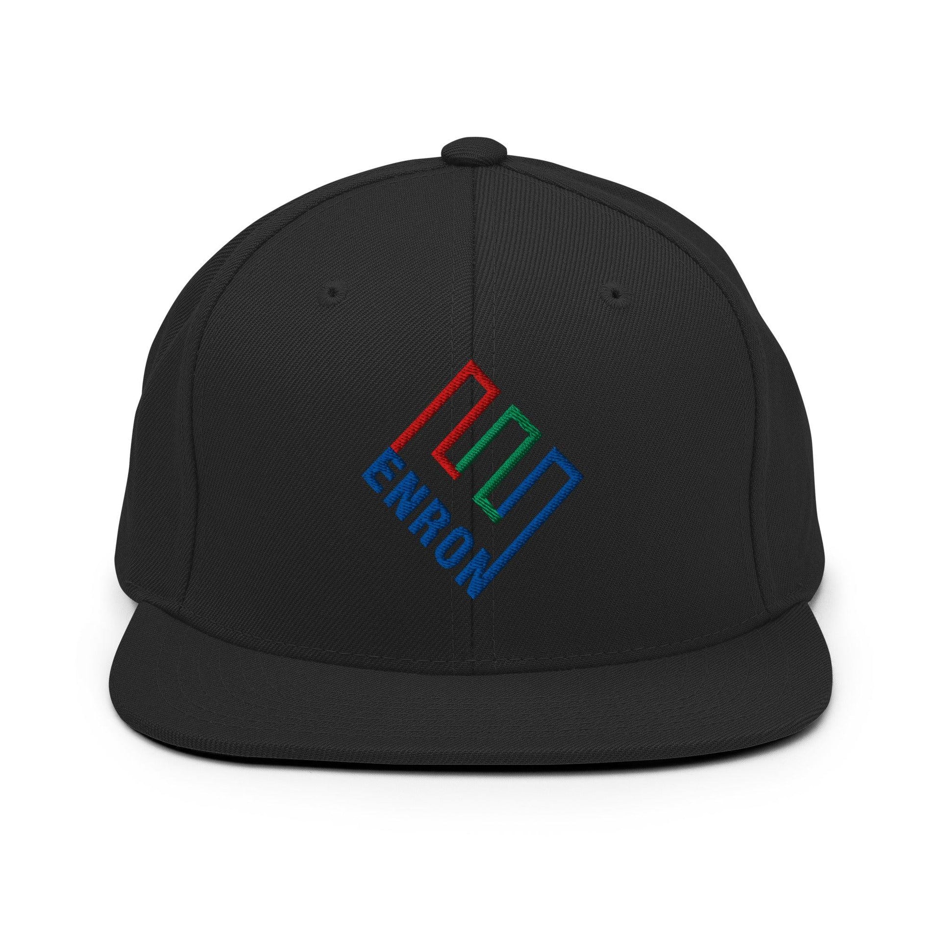 Enron Embroidered Flat Bill Brim Snapback Hat Black Capital Crowns Funny Snapback Hats