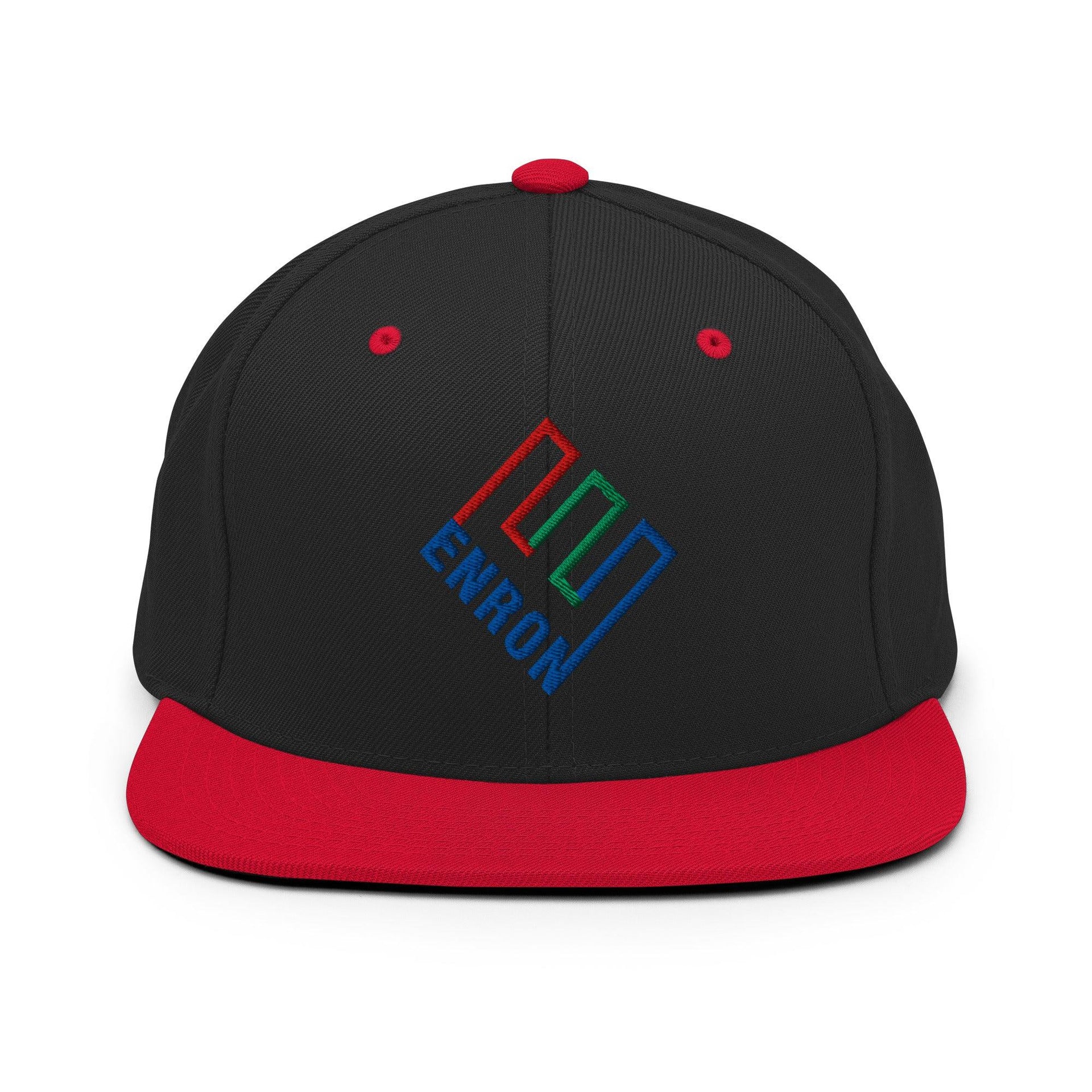 Enron Embroidered Flat Bill Brim Snapback Hat Black Red Capital Crowns Funny Snapback Hats