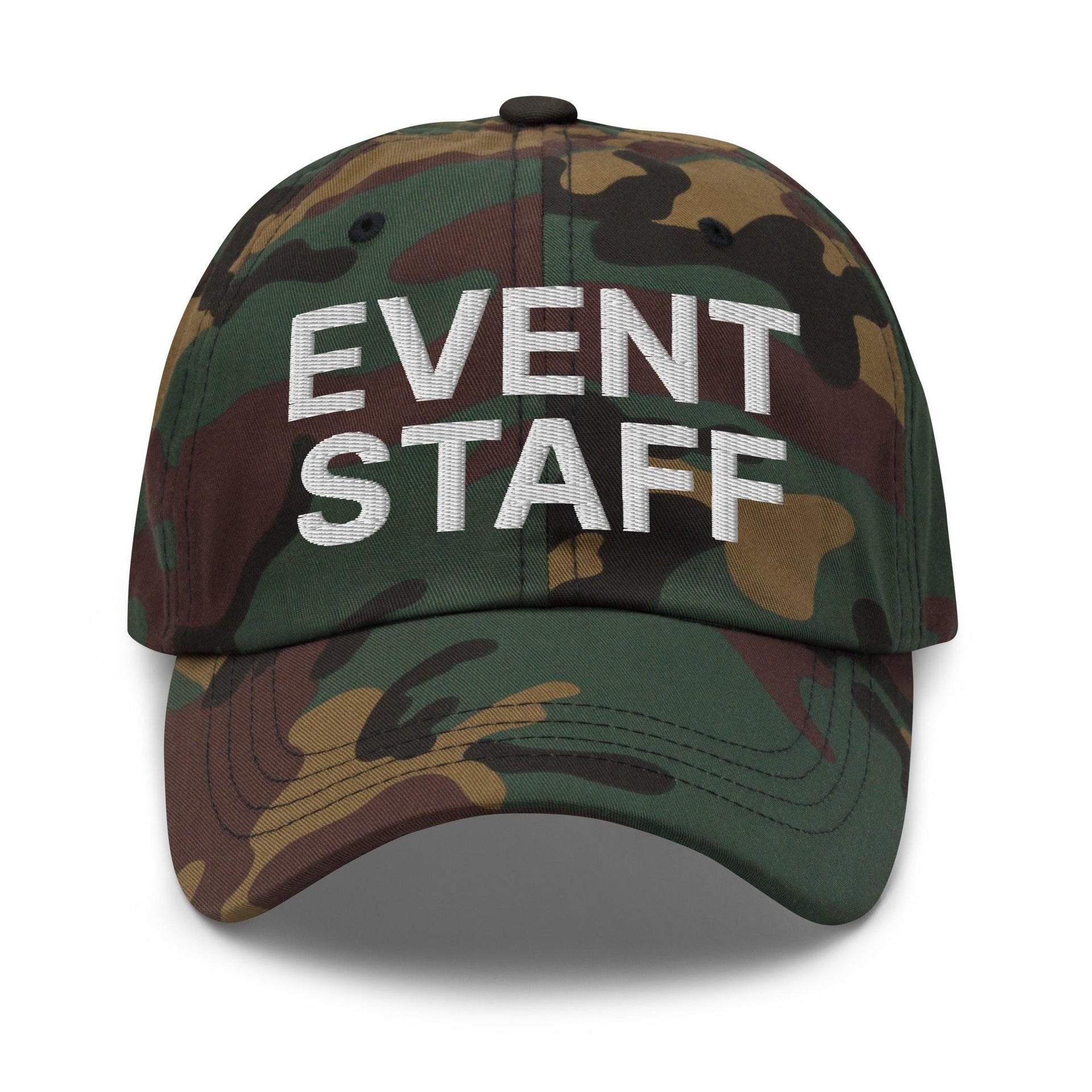 Event Staff Uniform Work Embroidered Dad Hat Green Camo Capital Crowns Dad Hats Work