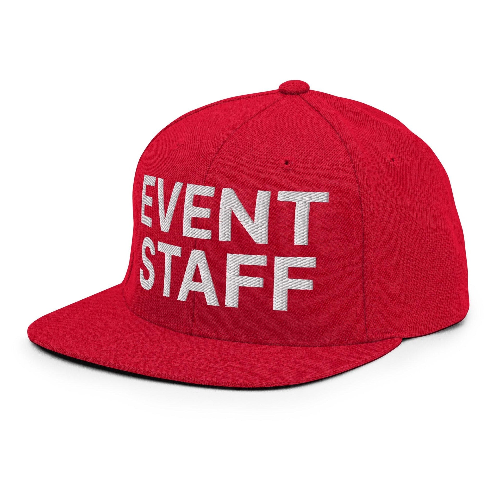 Event Staff Uniform Work Embroidered Flat Bill Brim Snapback Hat Capital Crowns Snapback Hats Work
