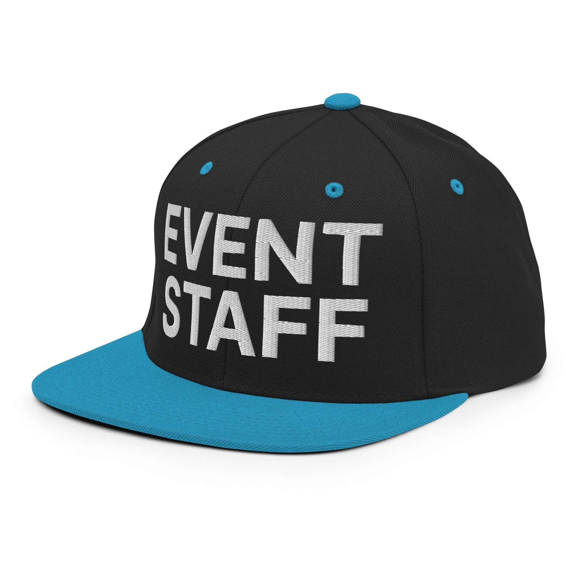 Event Staff Uniform Work Embroidered Flat Bill Brim Snapback Hat Capital Crowns Snapback Hats Work