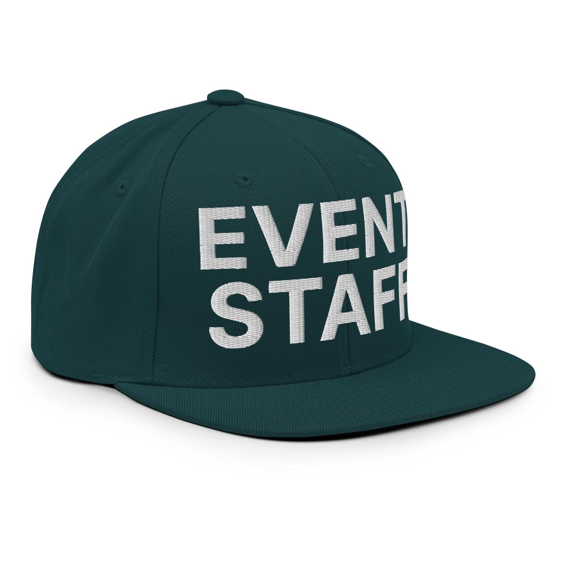 Event Staff Uniform Work Embroidered Flat Bill Brim Snapback Hat Capital Crowns Snapback Hats Work