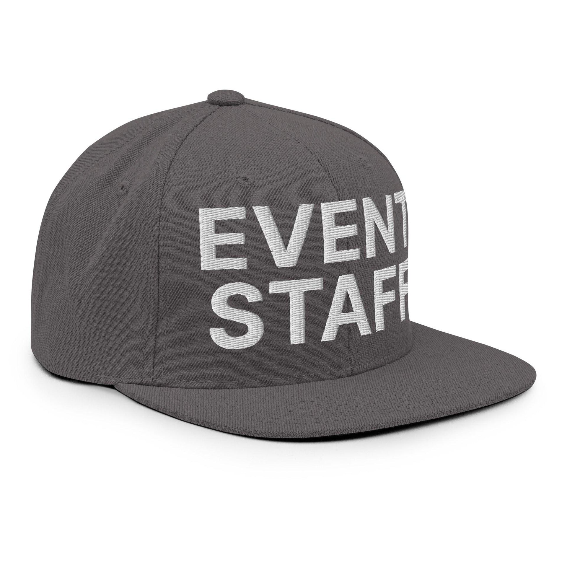 Event Staff Uniform Work Embroidered Flat Bill Brim Snapback Hat Capital Crowns Snapback Hats Work