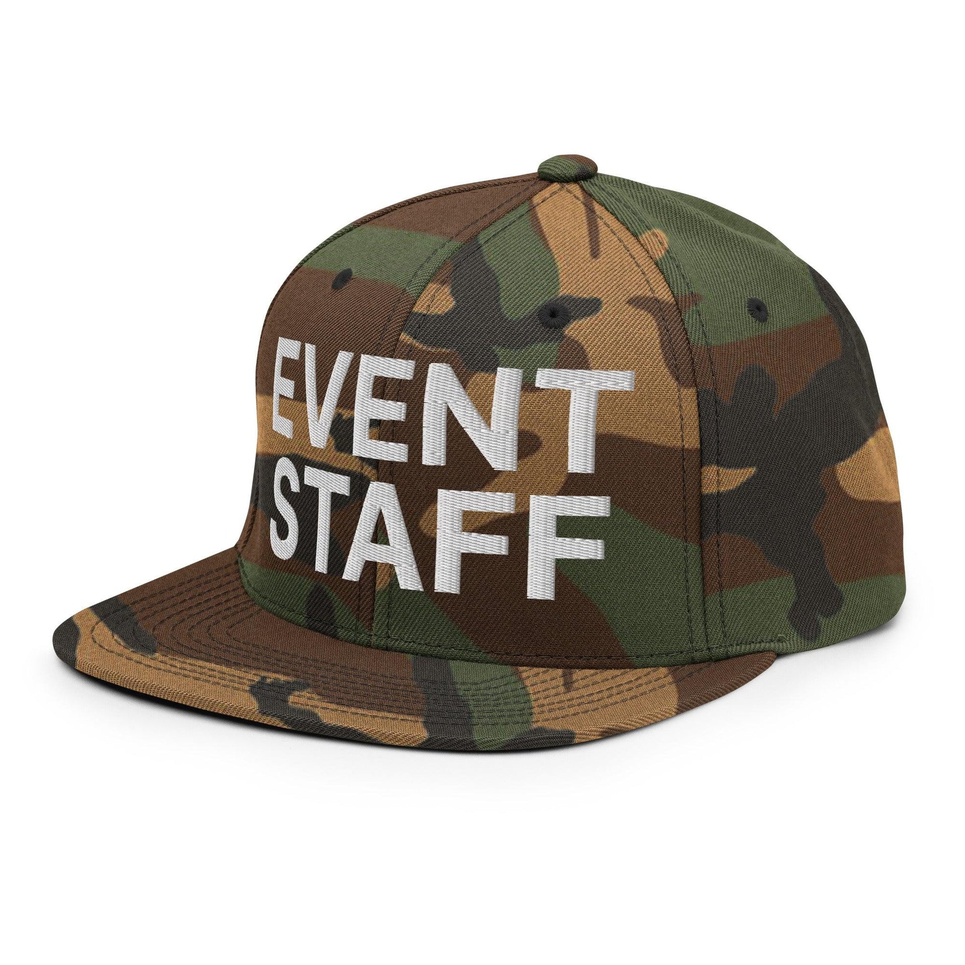Event Staff Uniform Work Embroidered Flat Bill Brim Snapback Hat Capital Crowns Snapback Hats Work