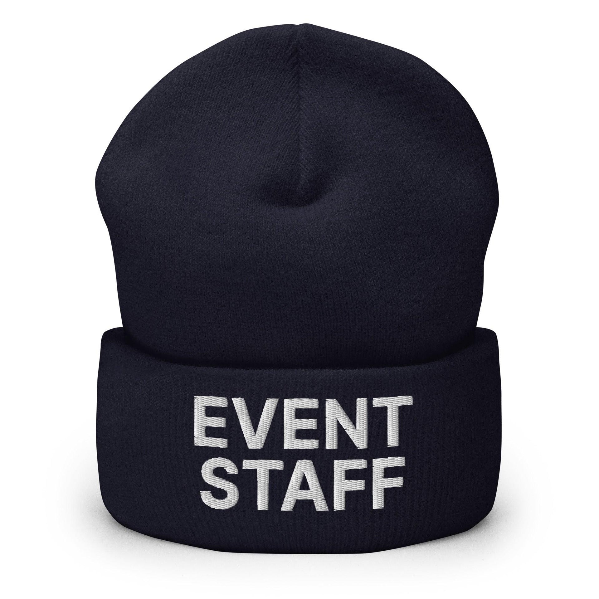 Event Staff Uniform Work Embroidered Knit Cuffed Beanie Navy Beanies Capital Crowns Work