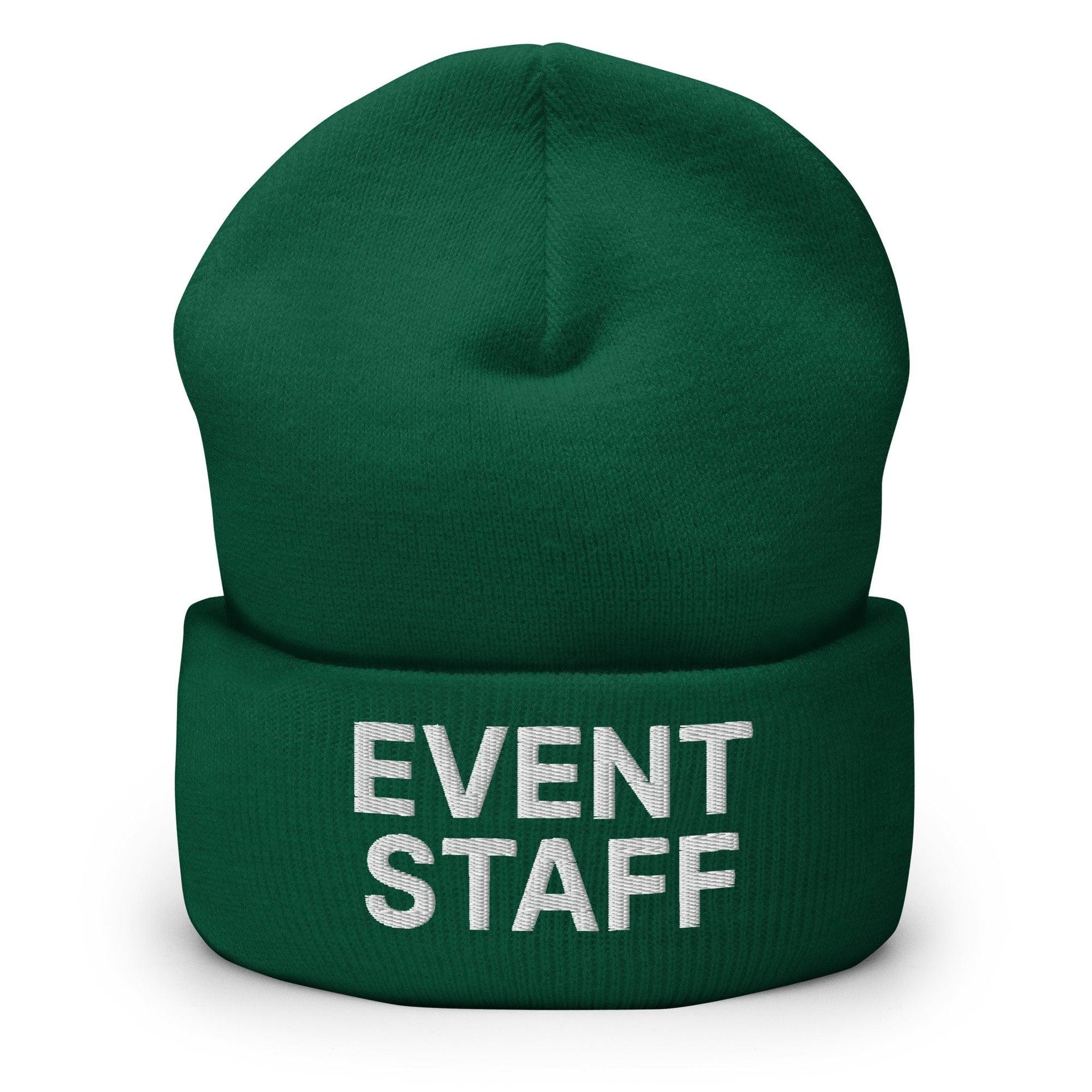 Event Staff Uniform Work Embroidered Knit Cuffed Beanie Spruce Beanies Capital Crowns Work