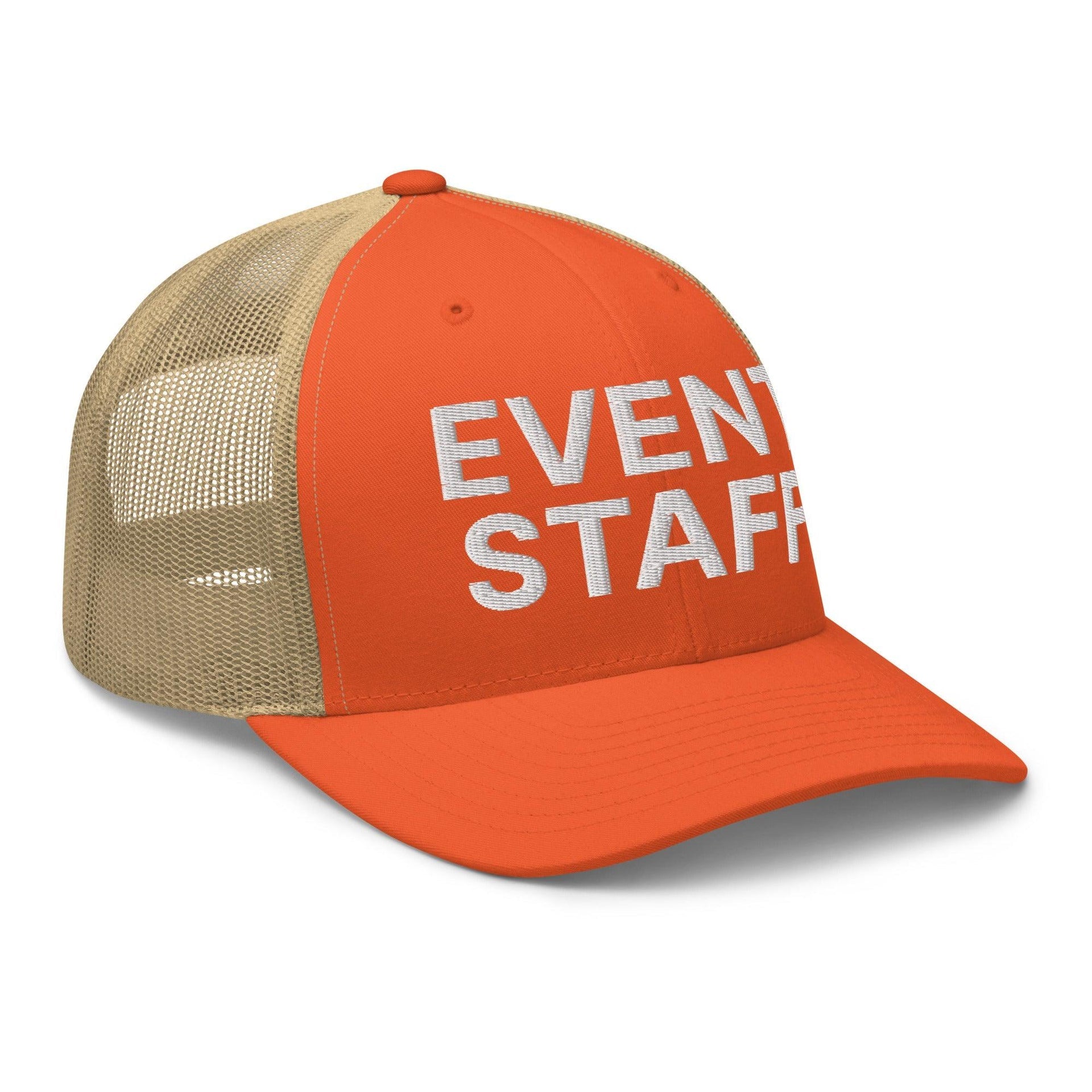 Event Staff Work Block Embroidered Mesh Trucker Hat Capital Crowns Trucker Hats Work