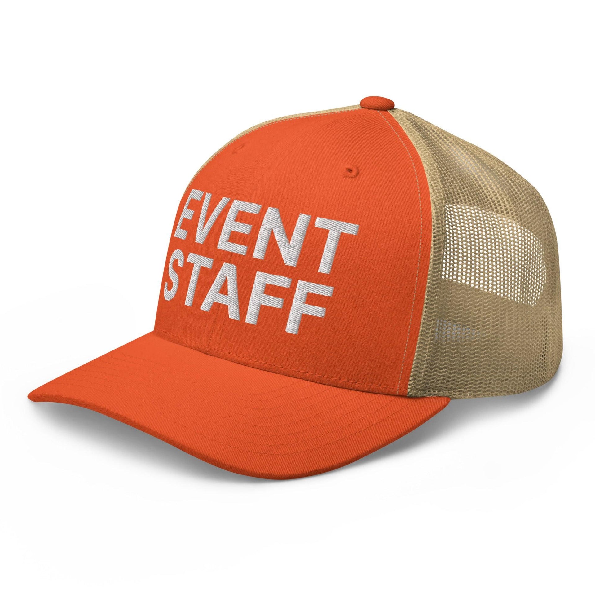 Event Staff Work Block Embroidered Mesh Trucker Hat Capital Crowns Trucker Hats Work