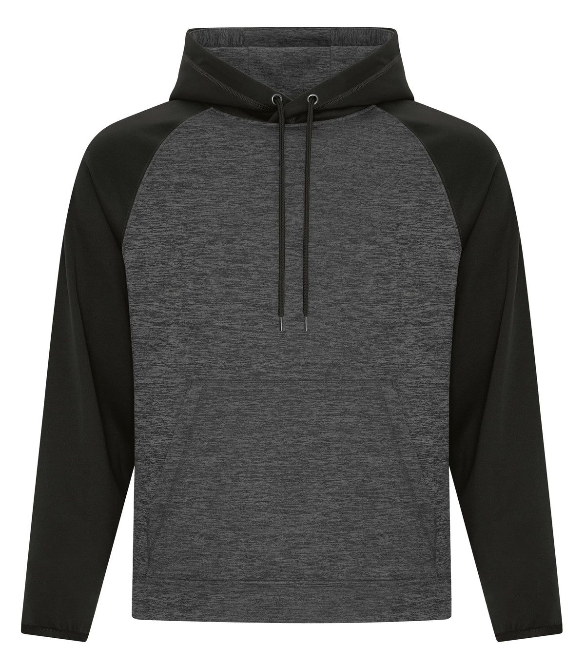 ATC F2047, Dynamic Heather Fleece Two Tone Hoodie, Charcoal Dynamic/Black