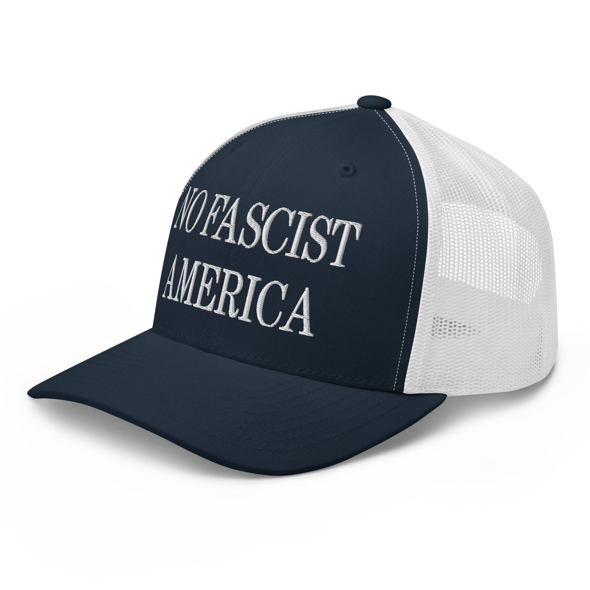 No Fascist America Embroidered Retro Mesh Trucker Hat Capital Crowns LADs Liberal Trucker Hats