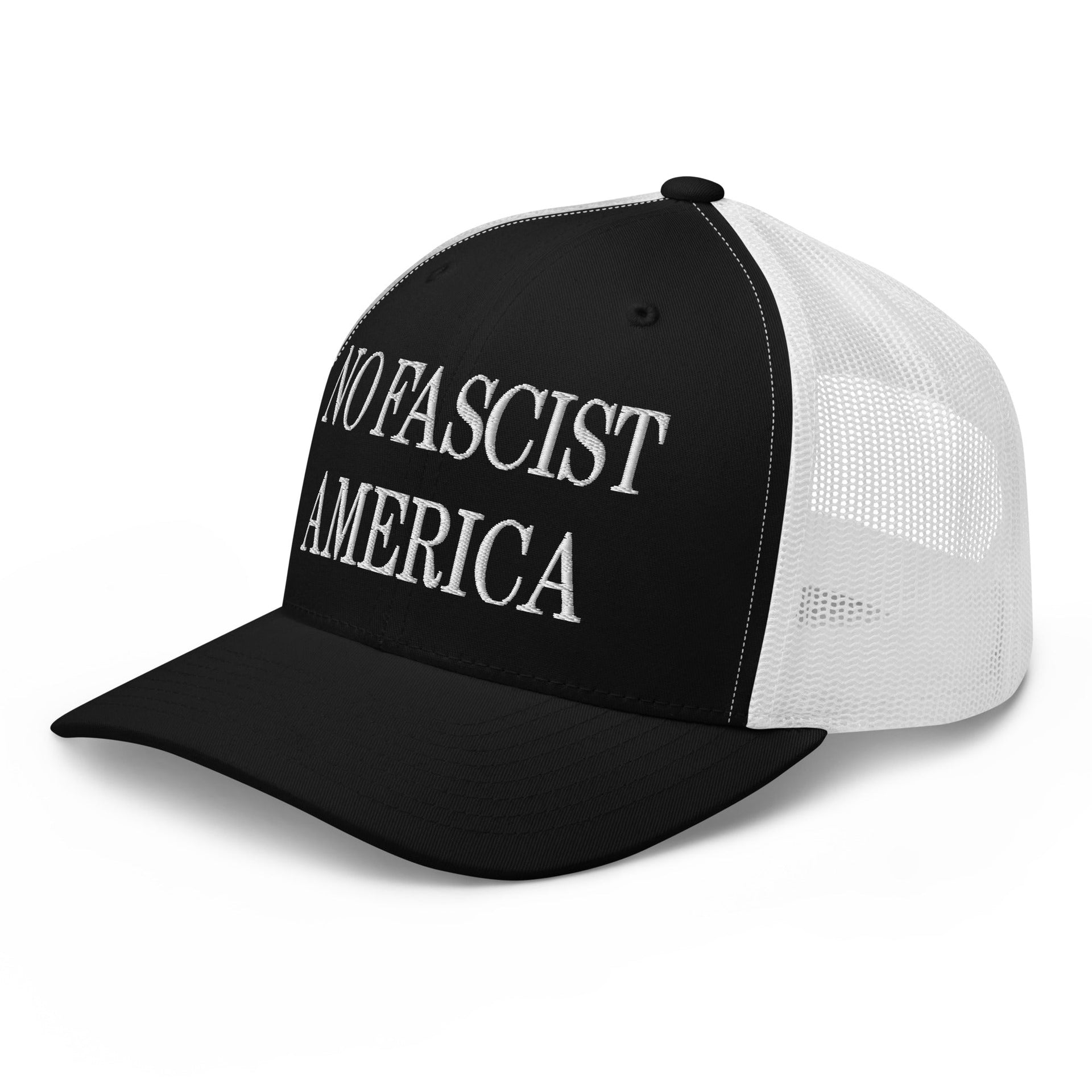 No Fascist America Embroidered Retro Mesh Trucker Hat Capital Crowns LADs Liberal Trucker Hats