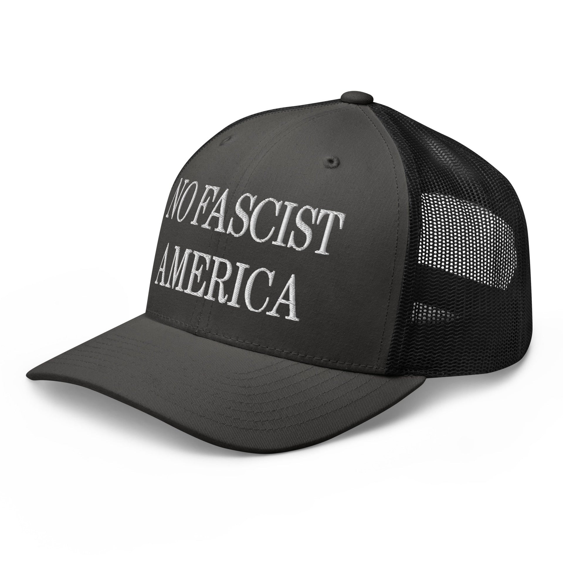 No Fascist America Embroidered Retro Mesh Trucker Hat Capital Crowns LADs Liberal Trucker Hats