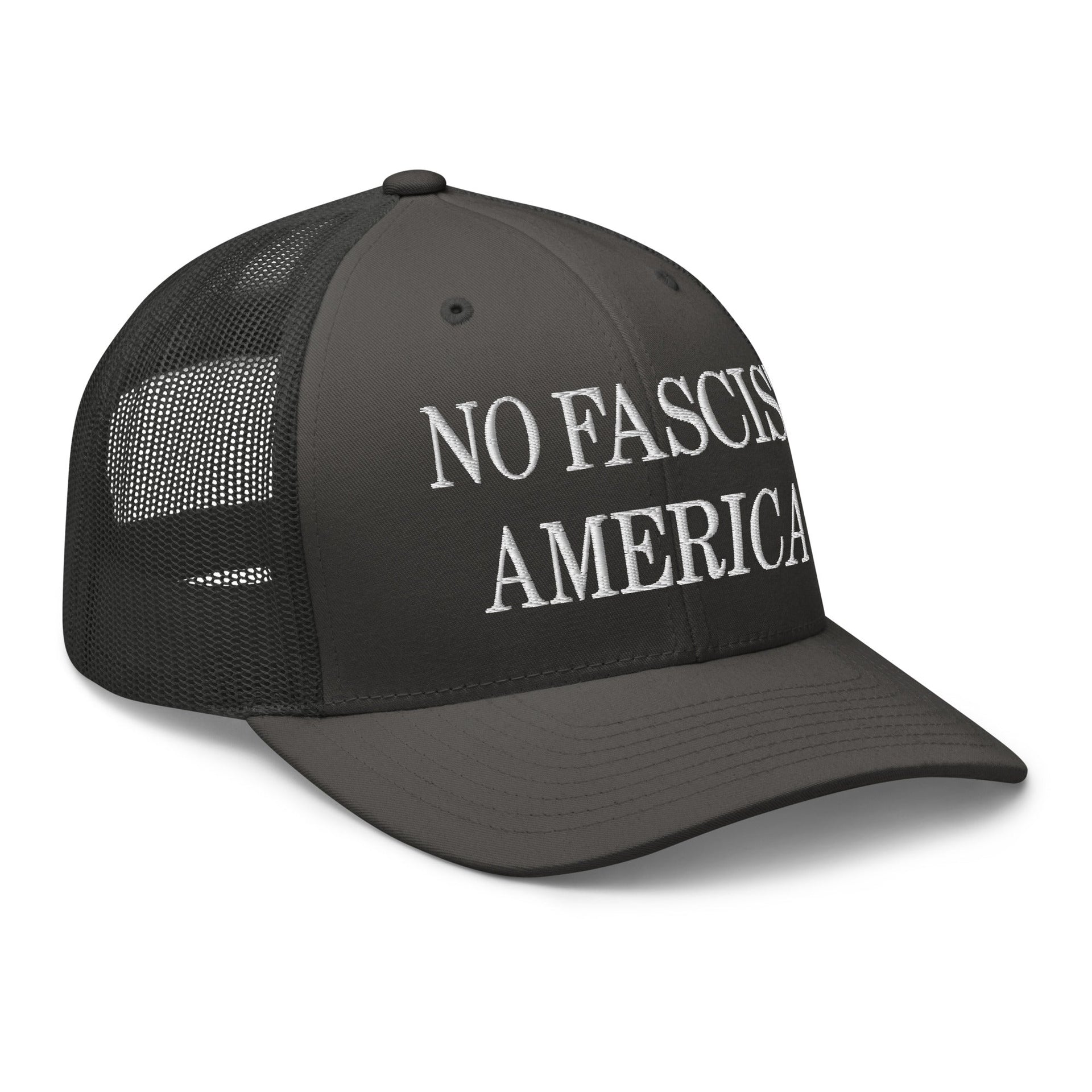 No Fascist America Embroidered Retro Mesh Trucker Hat Capital Crowns LADs Liberal Trucker Hats