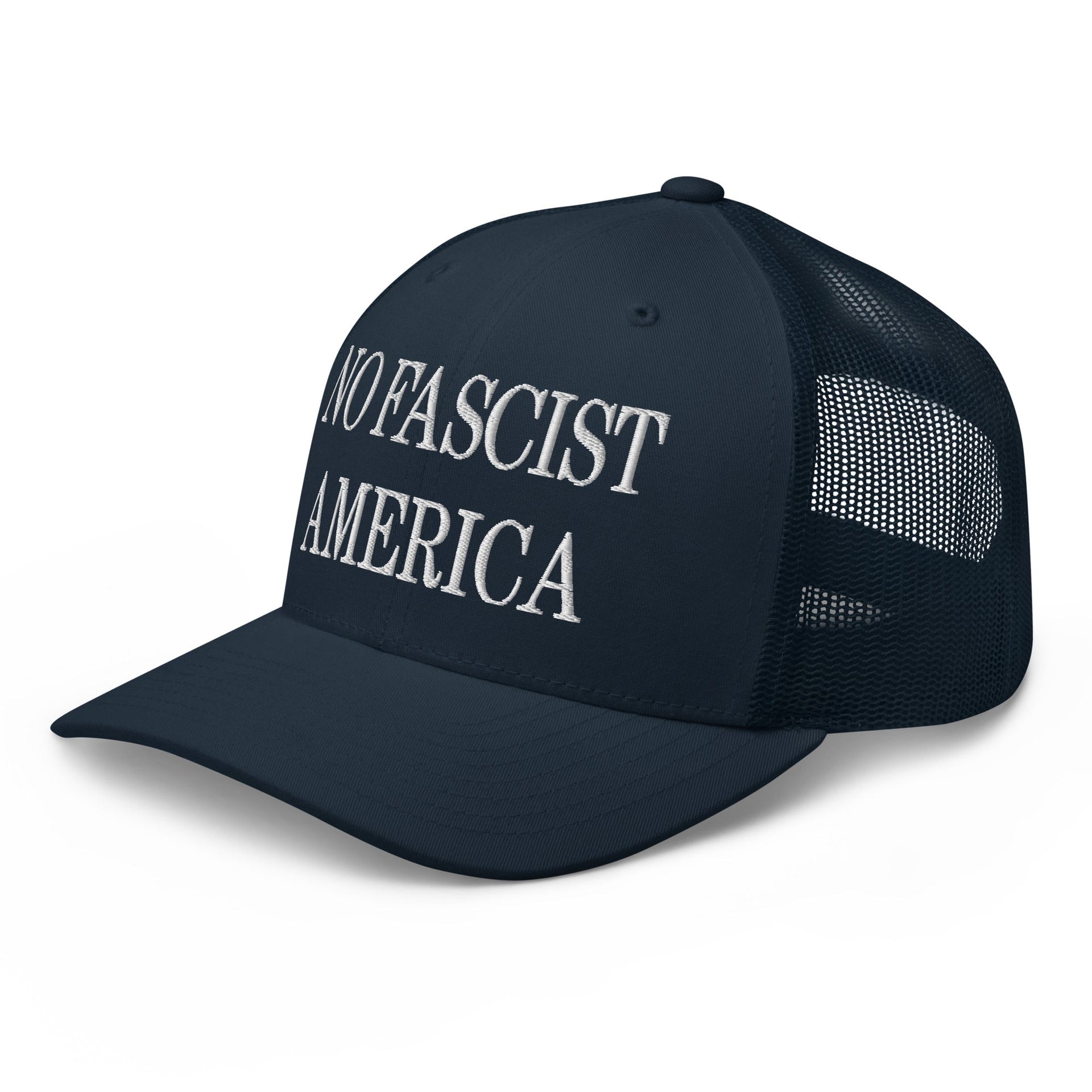 No Fascist America Embroidered Retro Mesh Trucker Hat Capital Crowns LADs Liberal Trucker Hats