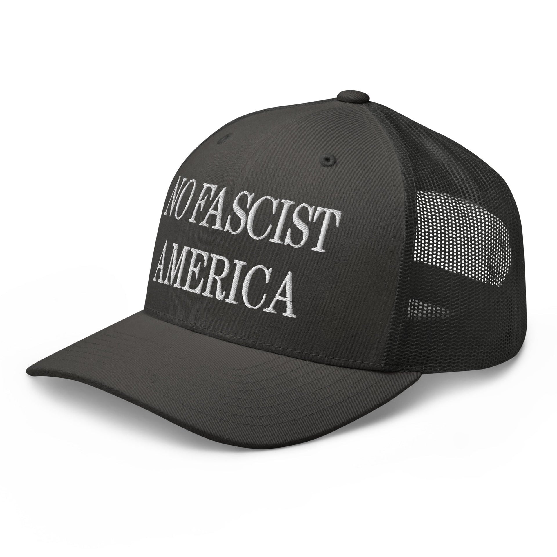 No Fascist America Embroidered Retro Mesh Trucker Hat Capital Crowns LADs Liberal Trucker Hats