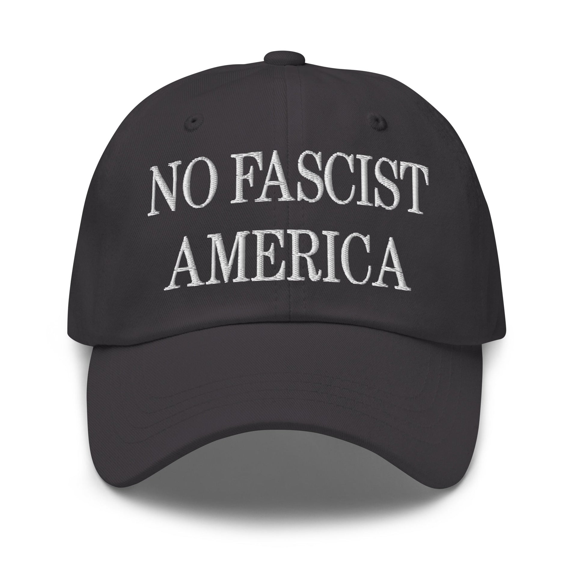 No Fascist America Embroidered Unstructured Dad Hat Dark Grey Capital Crowns Dad Hats Liberal