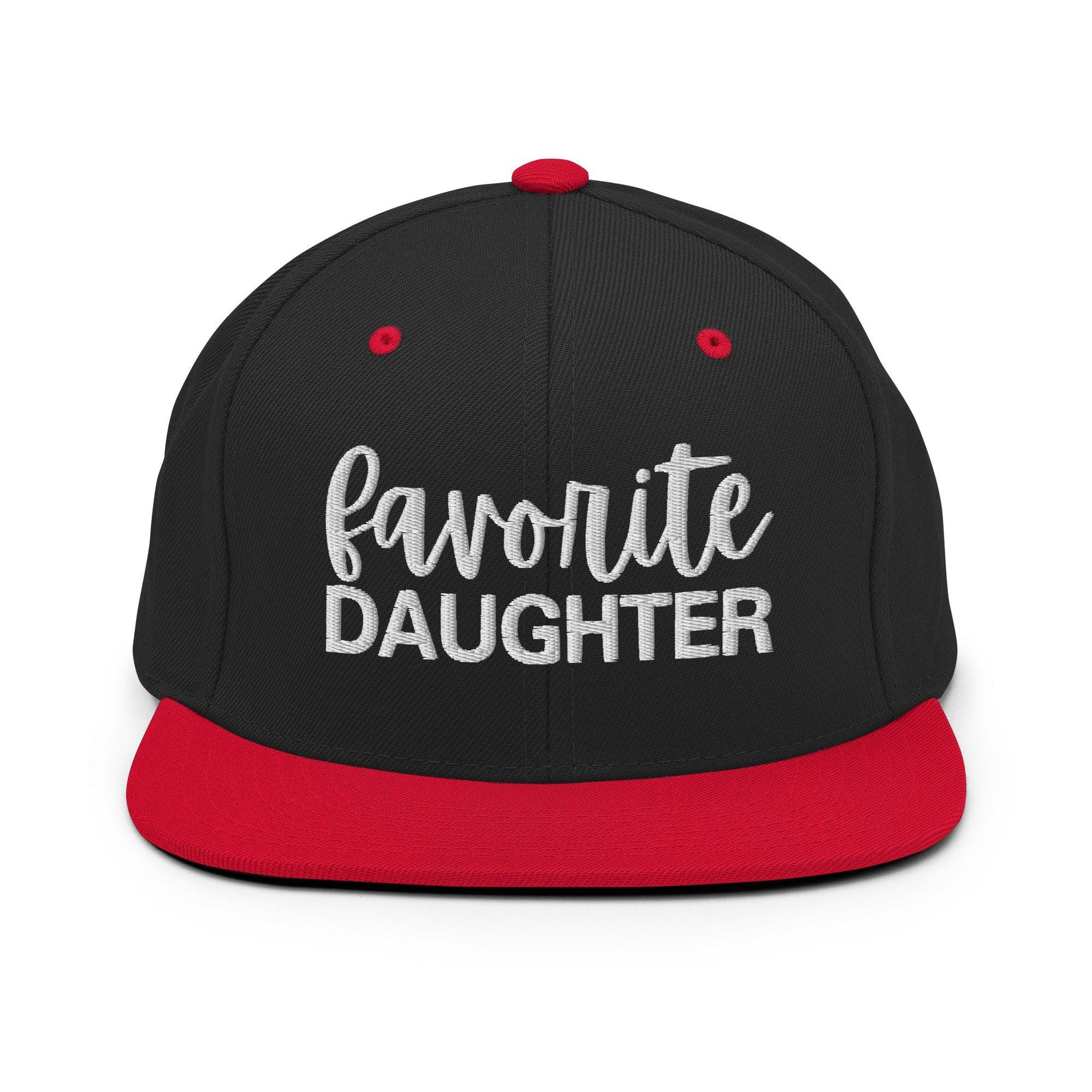 Favorite Daughter Embroidered Flat Bill Brim Snapback Hat Black Red Capital Crowns Funny Snapback Hats