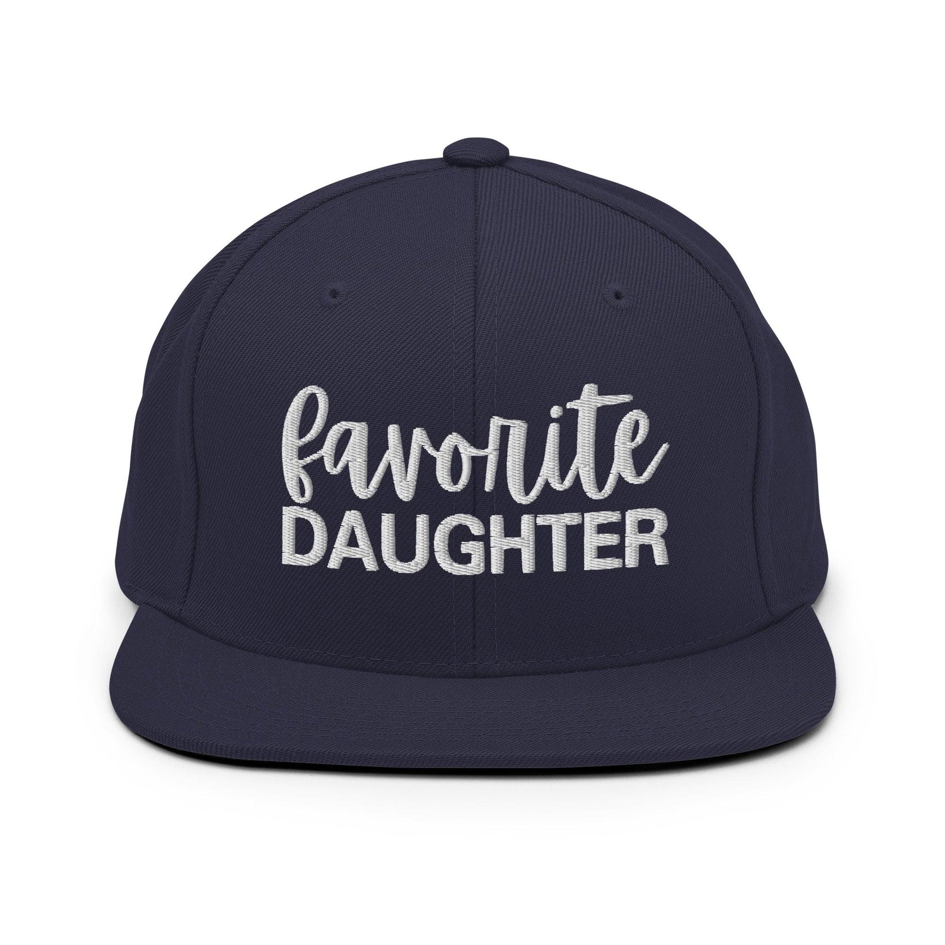 Favorite Daughter Embroidered Flat Bill Brim Snapback Hat Navy Capital Crowns Funny Snapback Hats