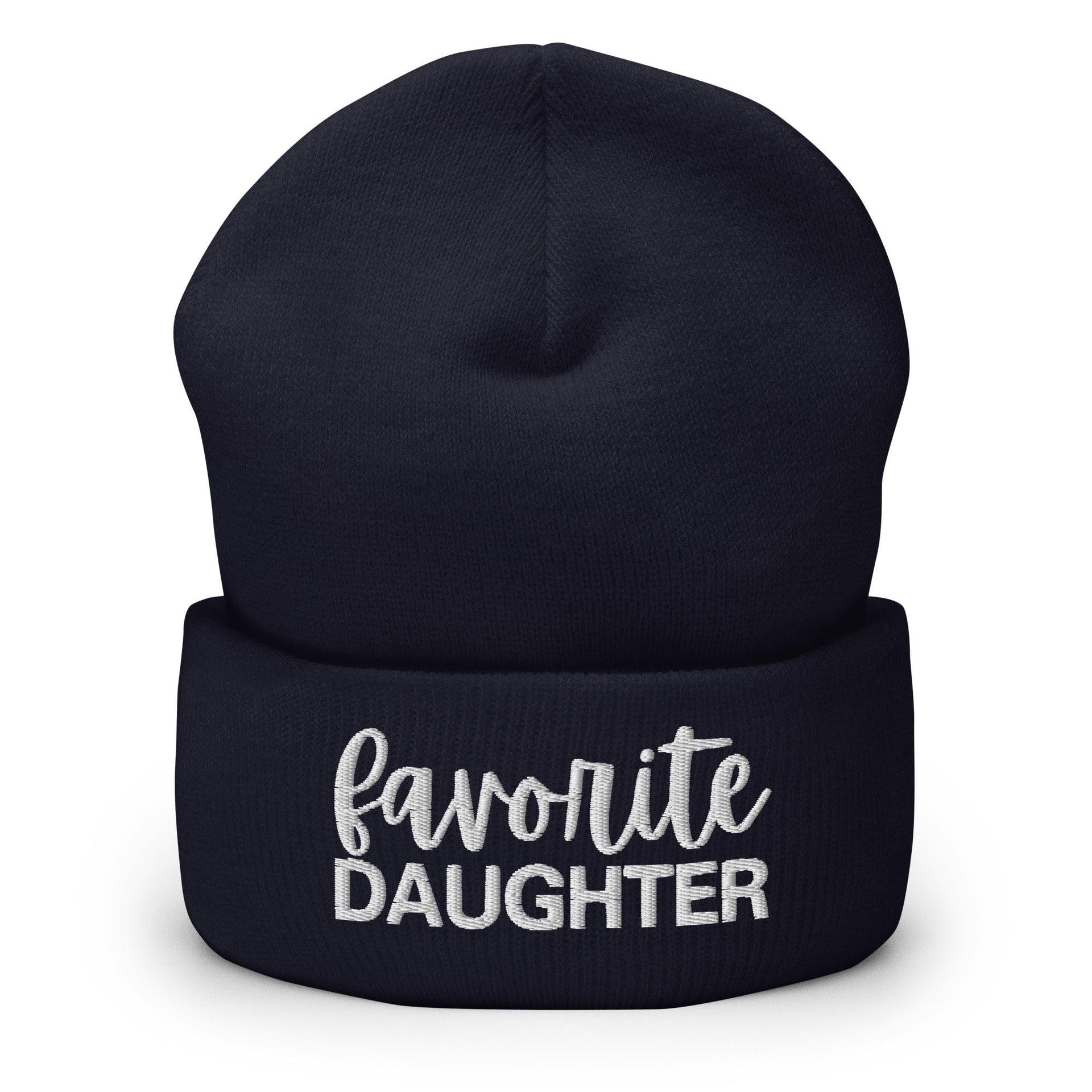 Favorite Daughter Embroidered Knit Cuffed Beanie Navy Beanies Capital Crowns Funny
